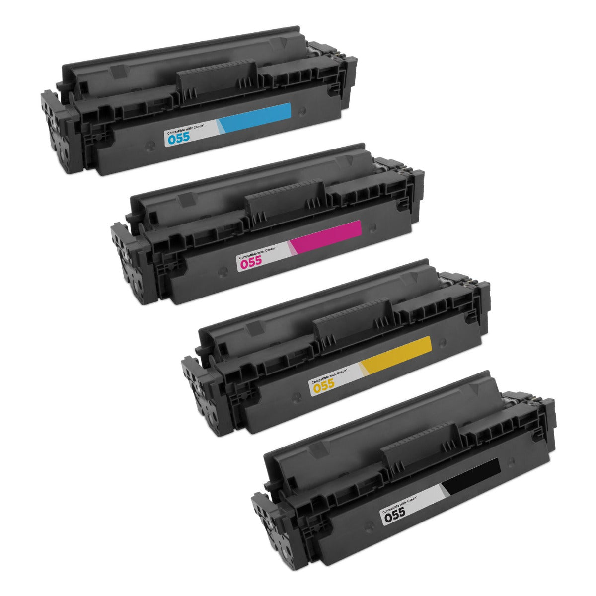 Set of 4 Compatible Canon 055 Toner Cartridges (Black, Cyan, Magenta, Yellow)