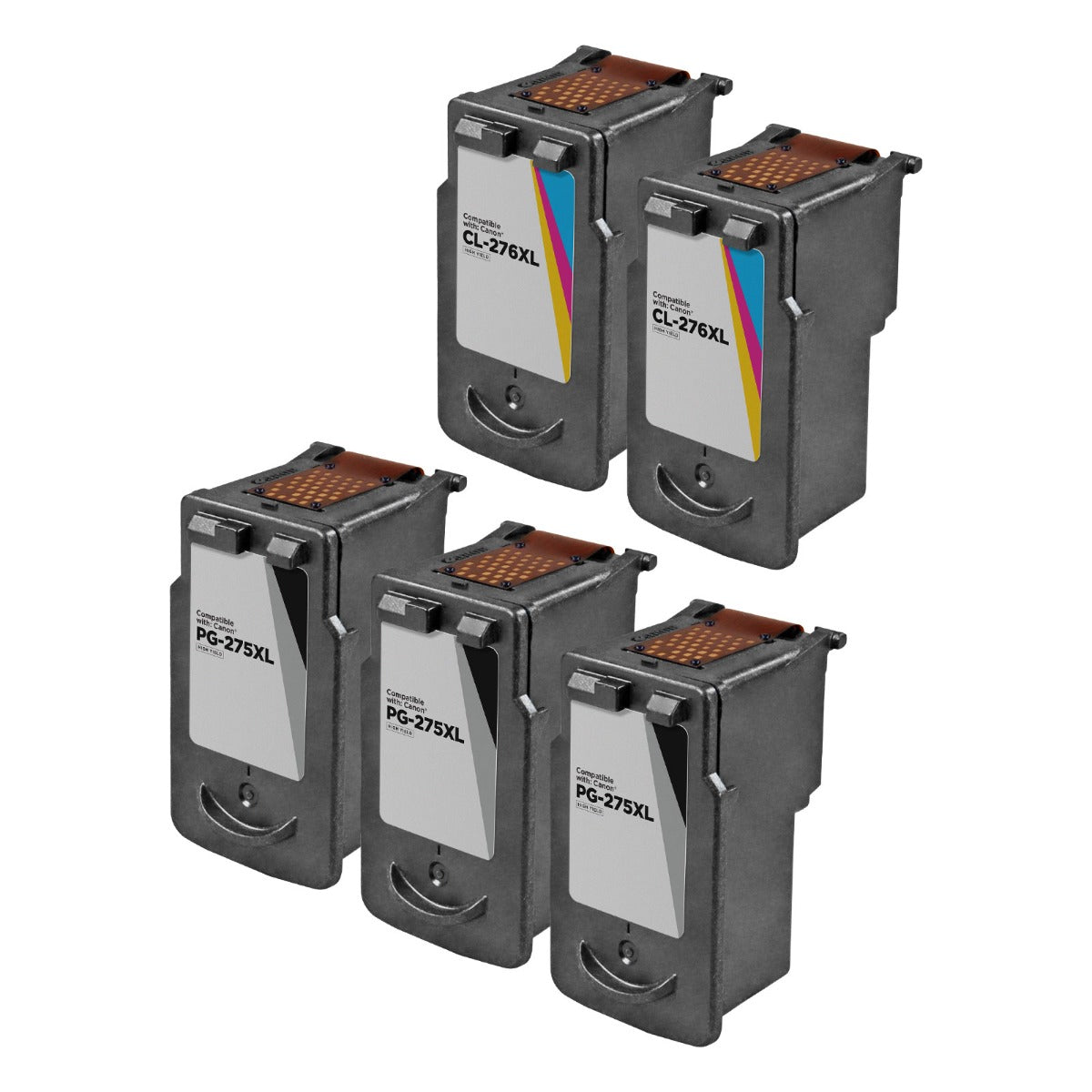 Set of 5 Remanufactured Canon PG-275XL Ink Bundle (3 HY Black, 2 HY Tri-Color)