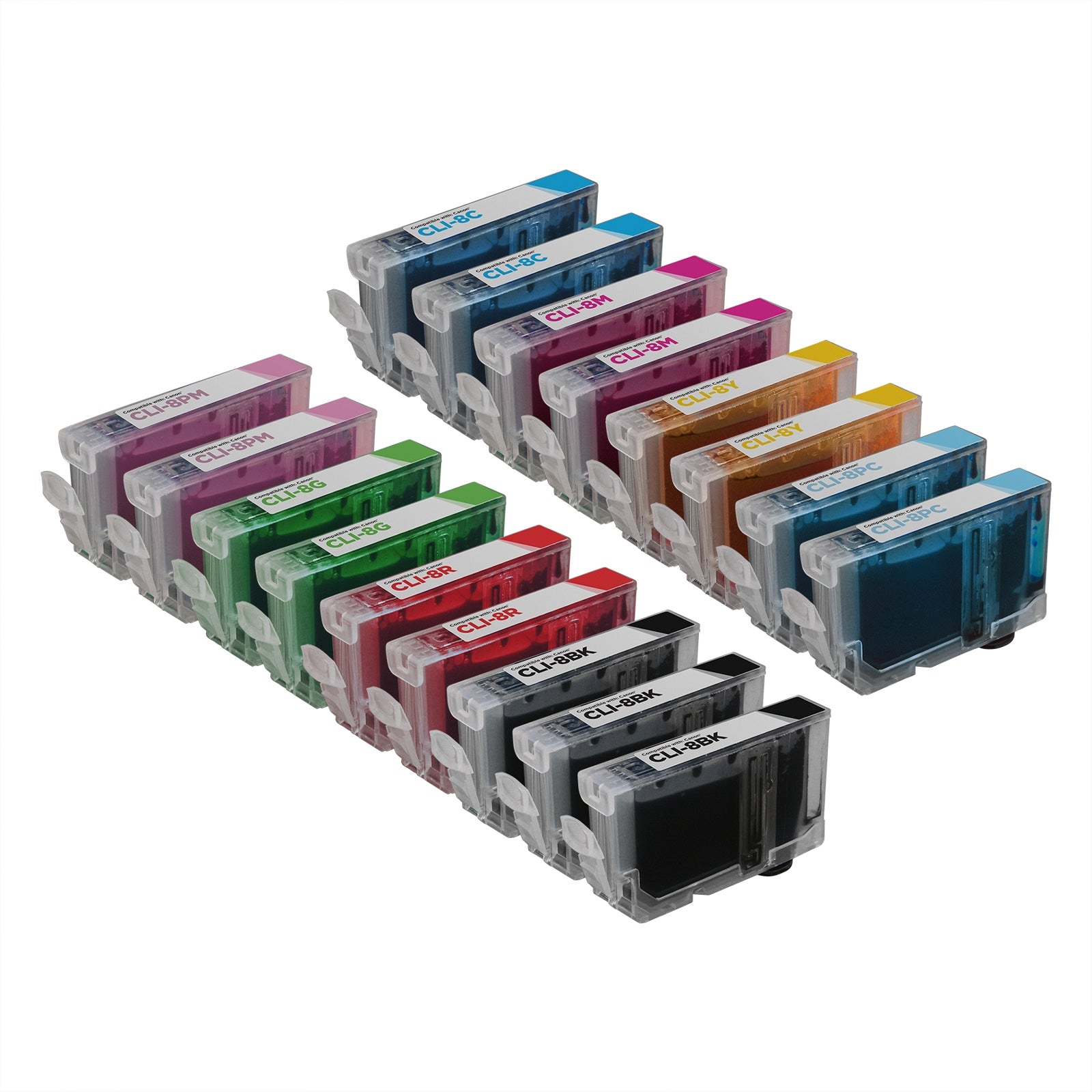 Compatible Canon CLI8 Set of 17 Ink Cartridges (Multi Color)