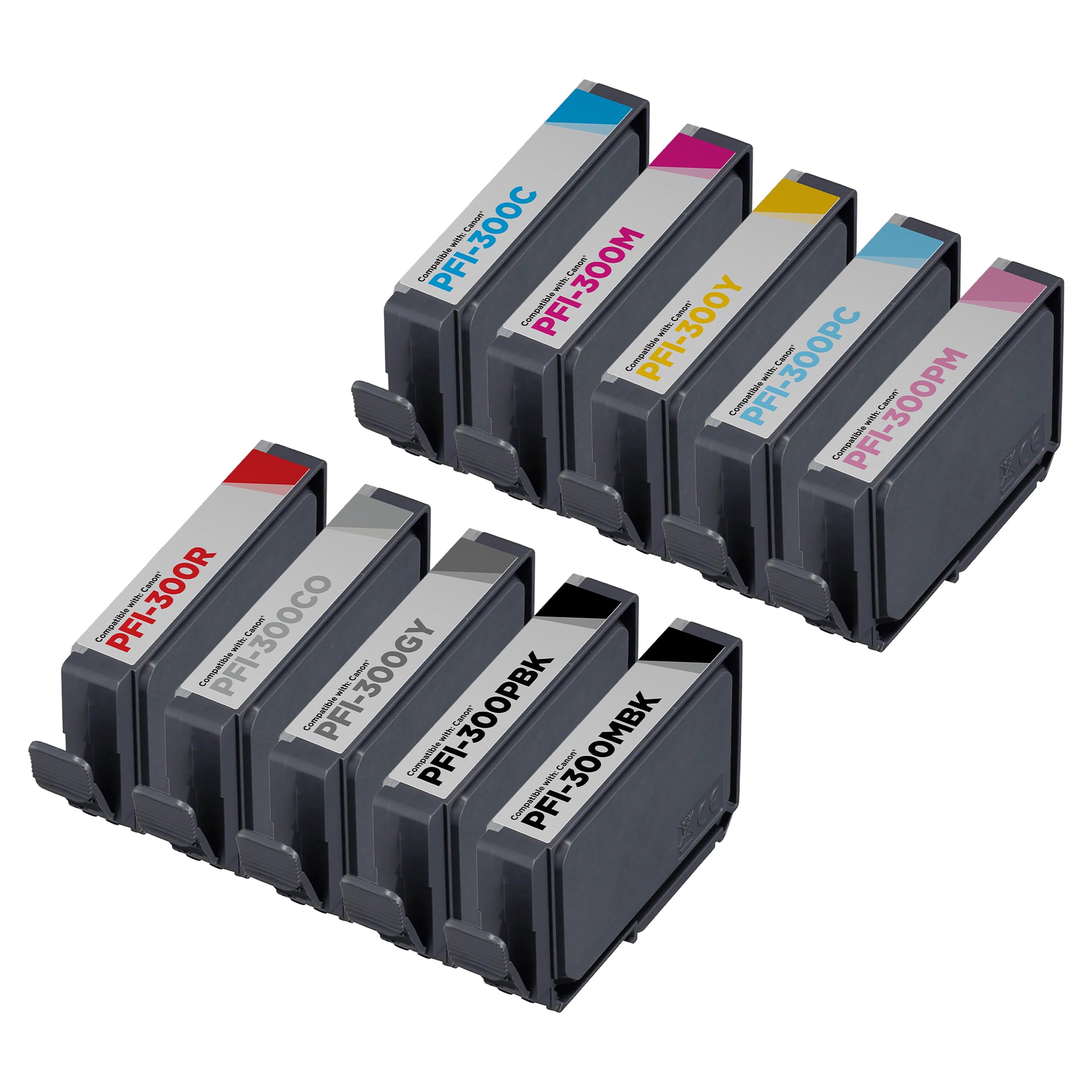 Set of 10 Compatible Canon PFI-300 Ink Cartridges