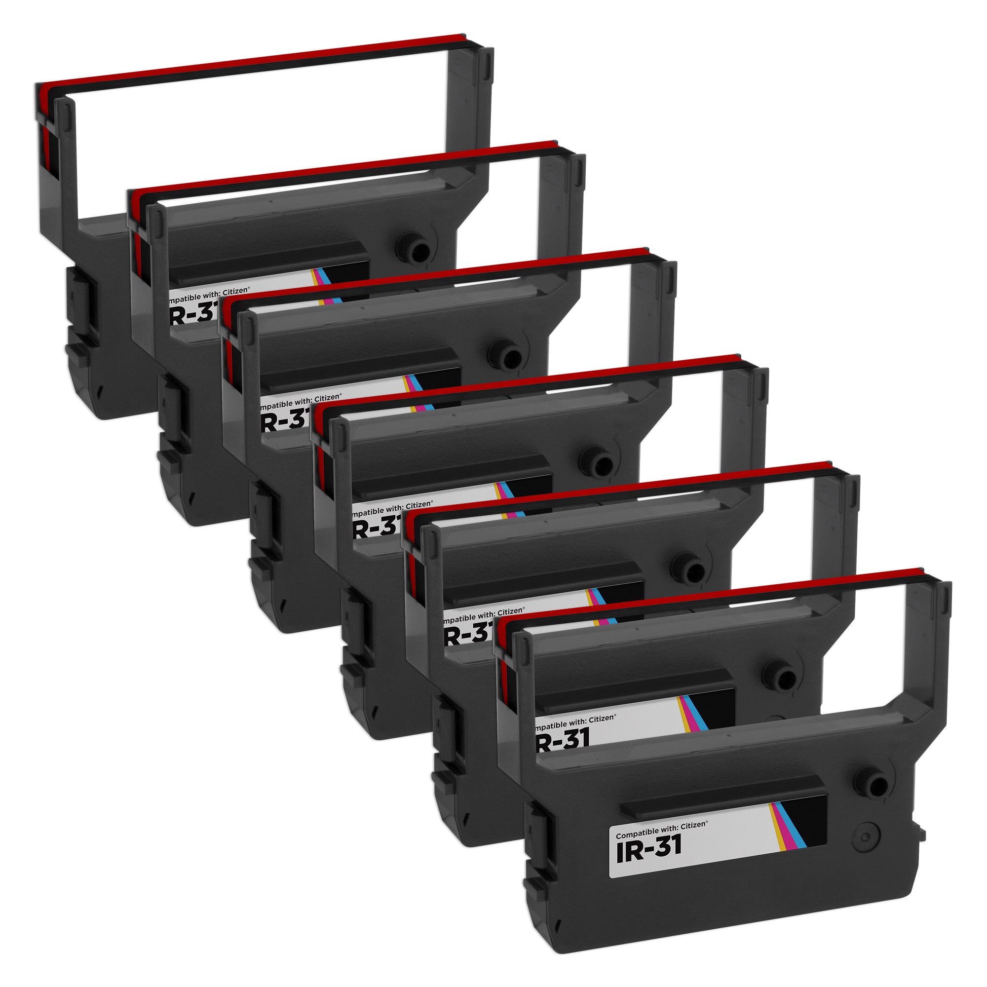 Compatible Citizen IR-31 Black/Red Printer Ribbon 6-pack