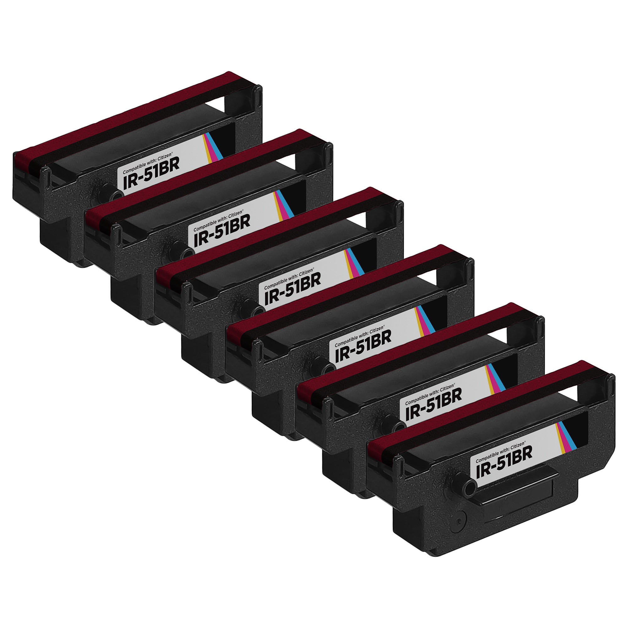 Compatible Citizen IR-51 Black/Red Printer Ribbon 6-pack