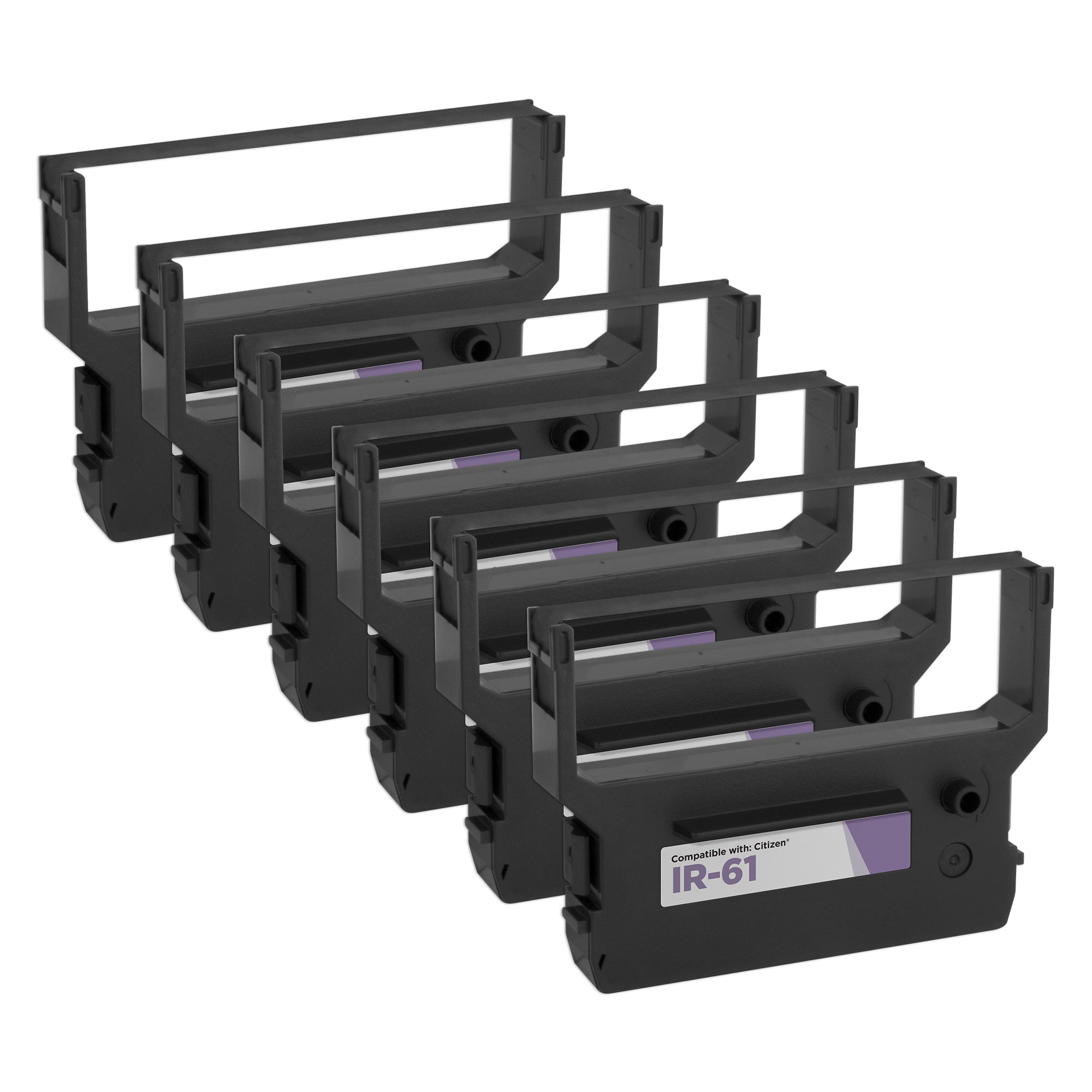 Set of 6 Compatible Citizen IR-61 Purple Printer Ribbons