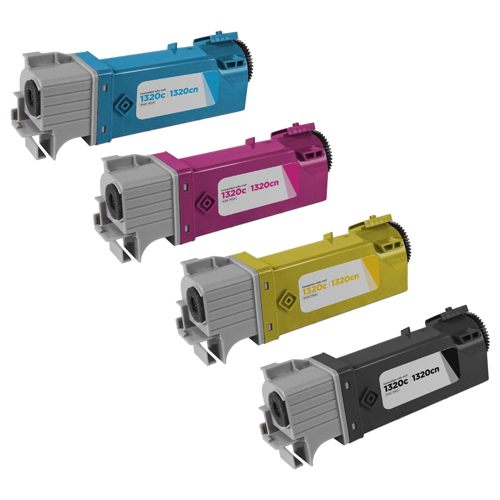 Set of 4 Compatible Dell 1320c Color Toner Cartridge (High Yield)