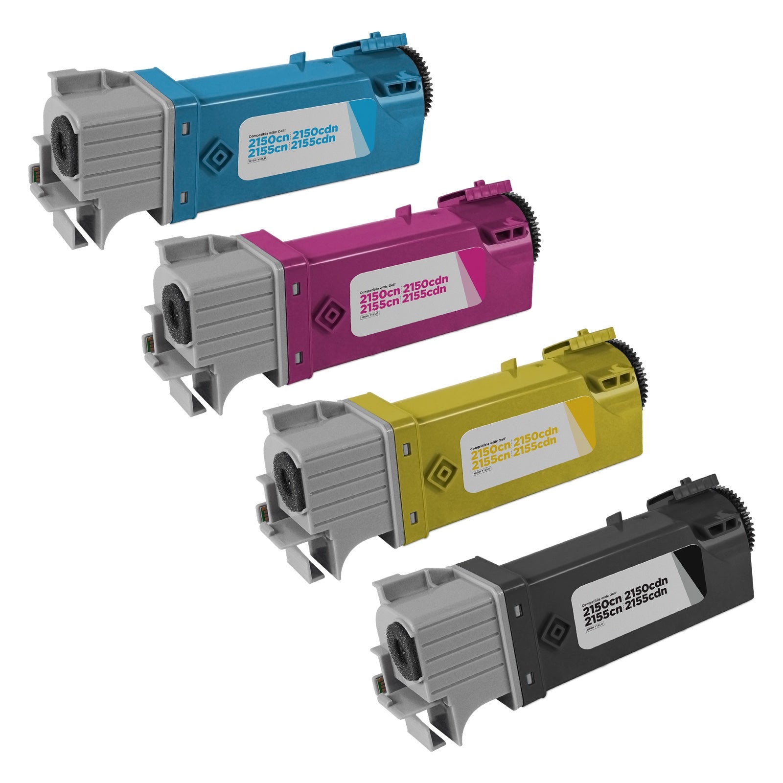 Set of 4 Compatible Dell 331-0719 Toner Cartridges (Black, Cyan, Magenta, Yellow) (5,500 Pages)