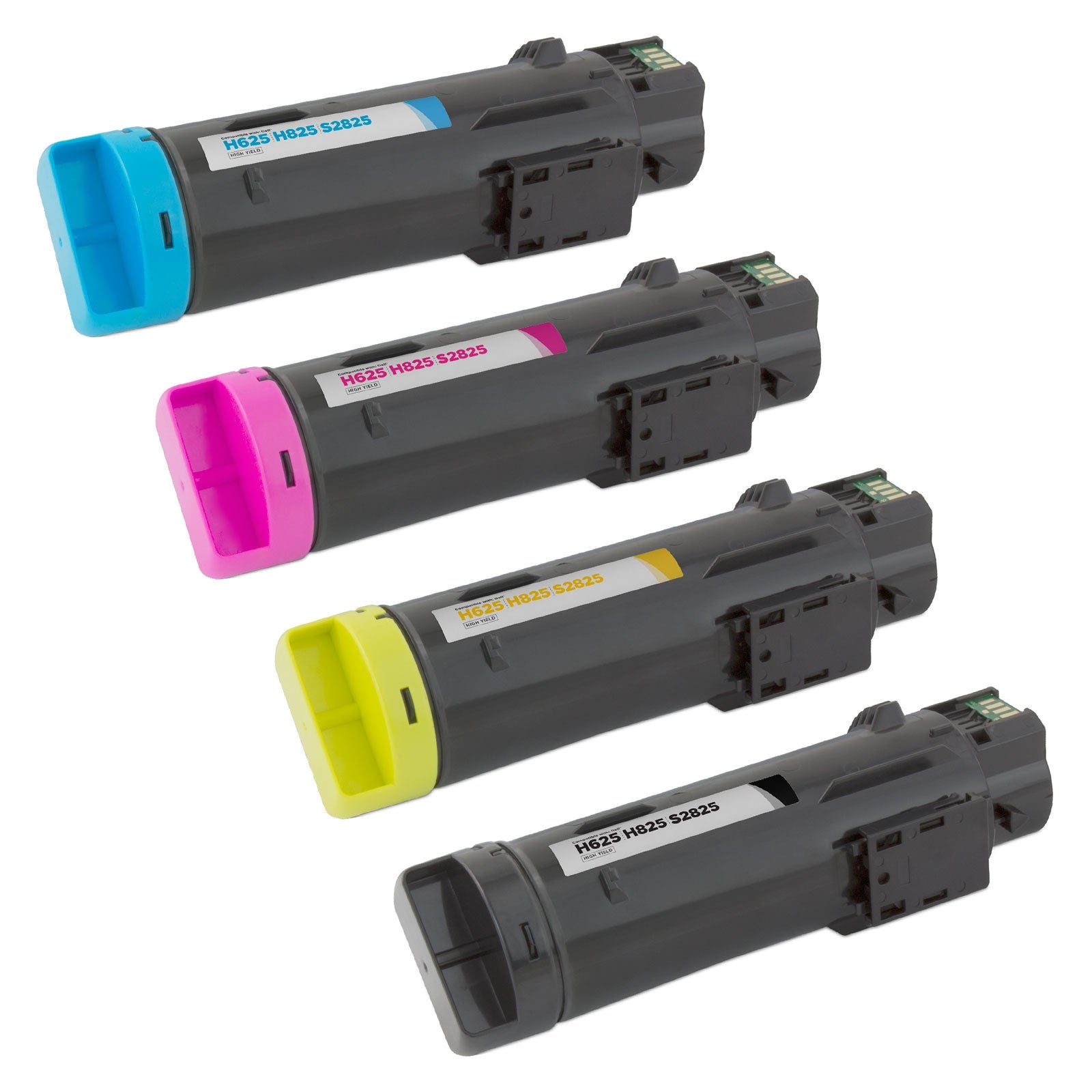 Compatible Set of 4 Dell 593-BBOW Black, 593-BBOX Cyan, 593-BBOY Magenta, 593-BBOZ Yellow Toner Cartridges