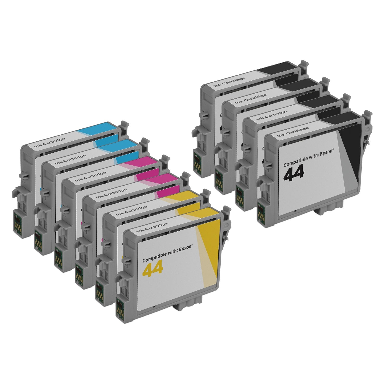 Remanufactured Set of 10 Epson T044 Ink Cartridges (4 Black, 2 Cyan, 2 Magenta, 2 Yellow)