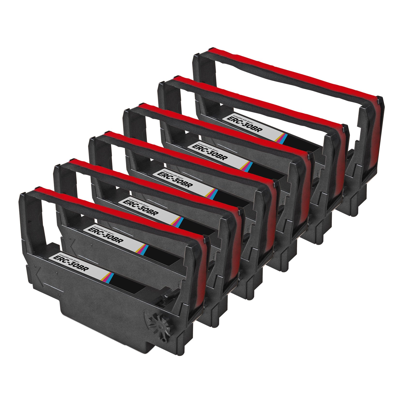 Compatible Epson ERC-30BR Black and Red POS Ribbon Cartridges - 6 Pack