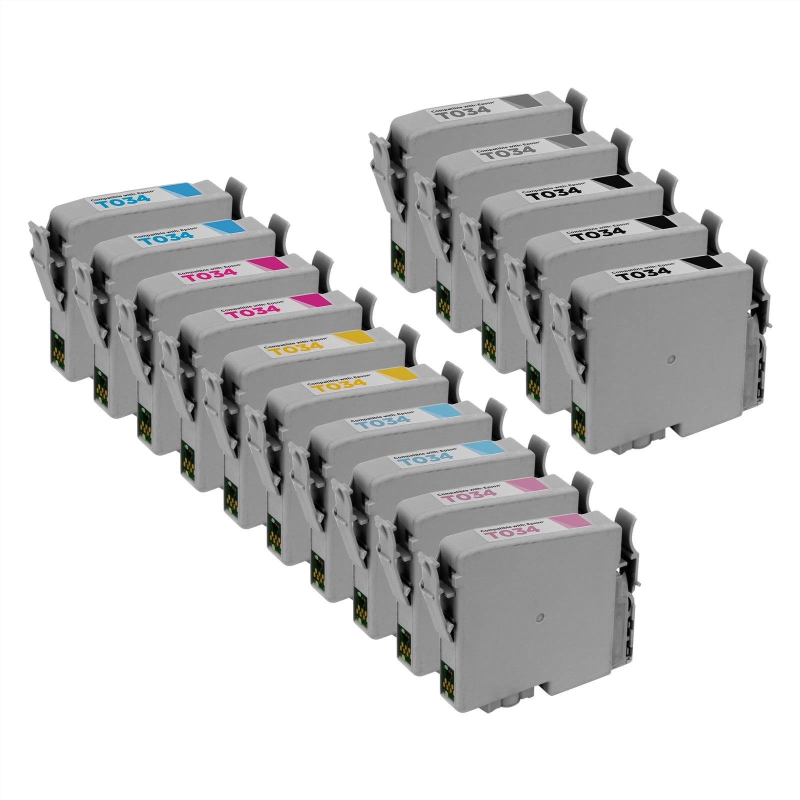 Set of 15 Remanufactured Epson T034 Ink Cartridges (Multi Color)
