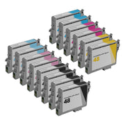 Set of 14 Remanufactured Epson T048 Ink Cartridges (Multi Color)