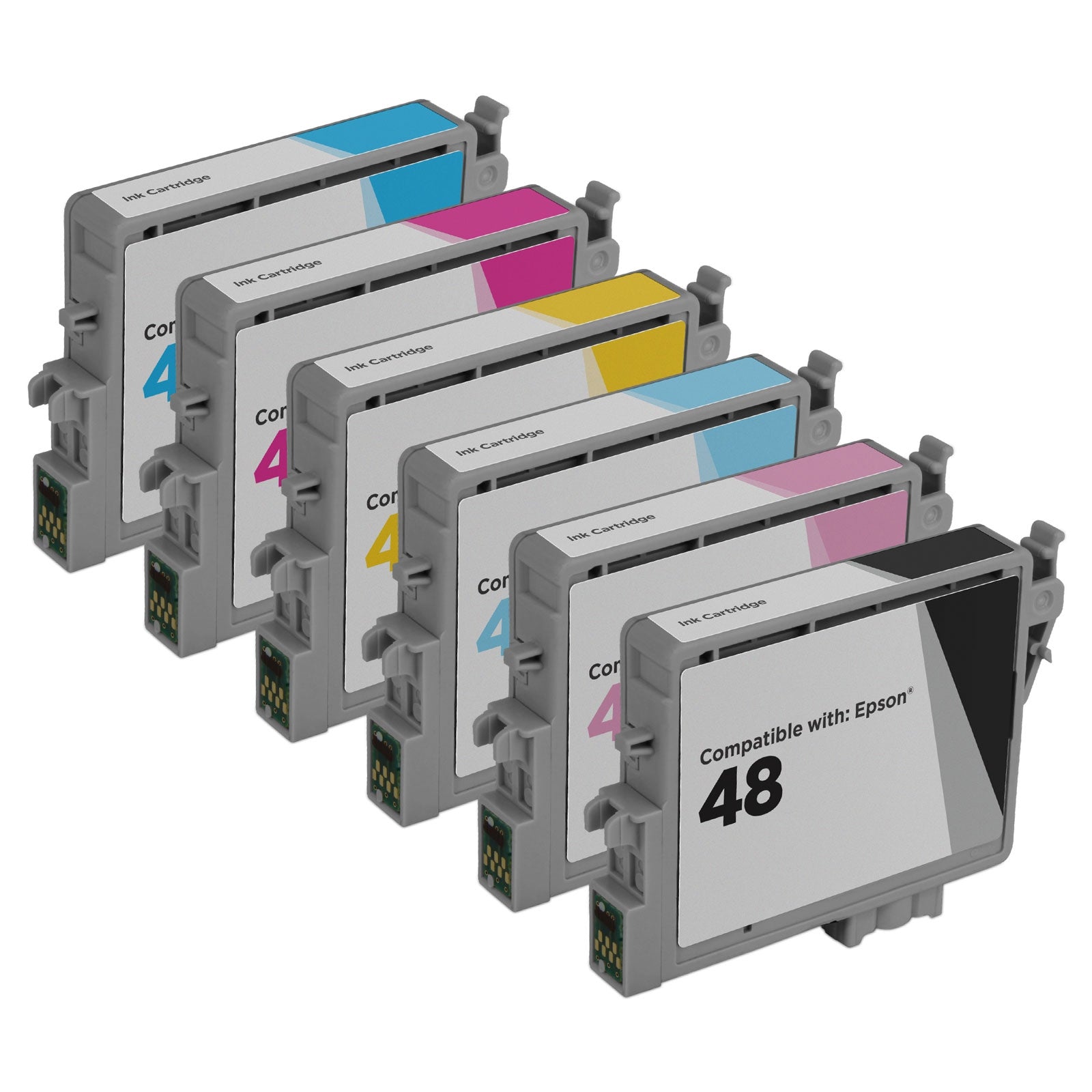 Set of 6 Remanufactured Epson T048 Ink Cartridges (Multi-Color)