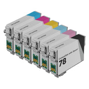 Set of 6 Remanufactured Epson T078 Ink Cartridges (Multi Color)