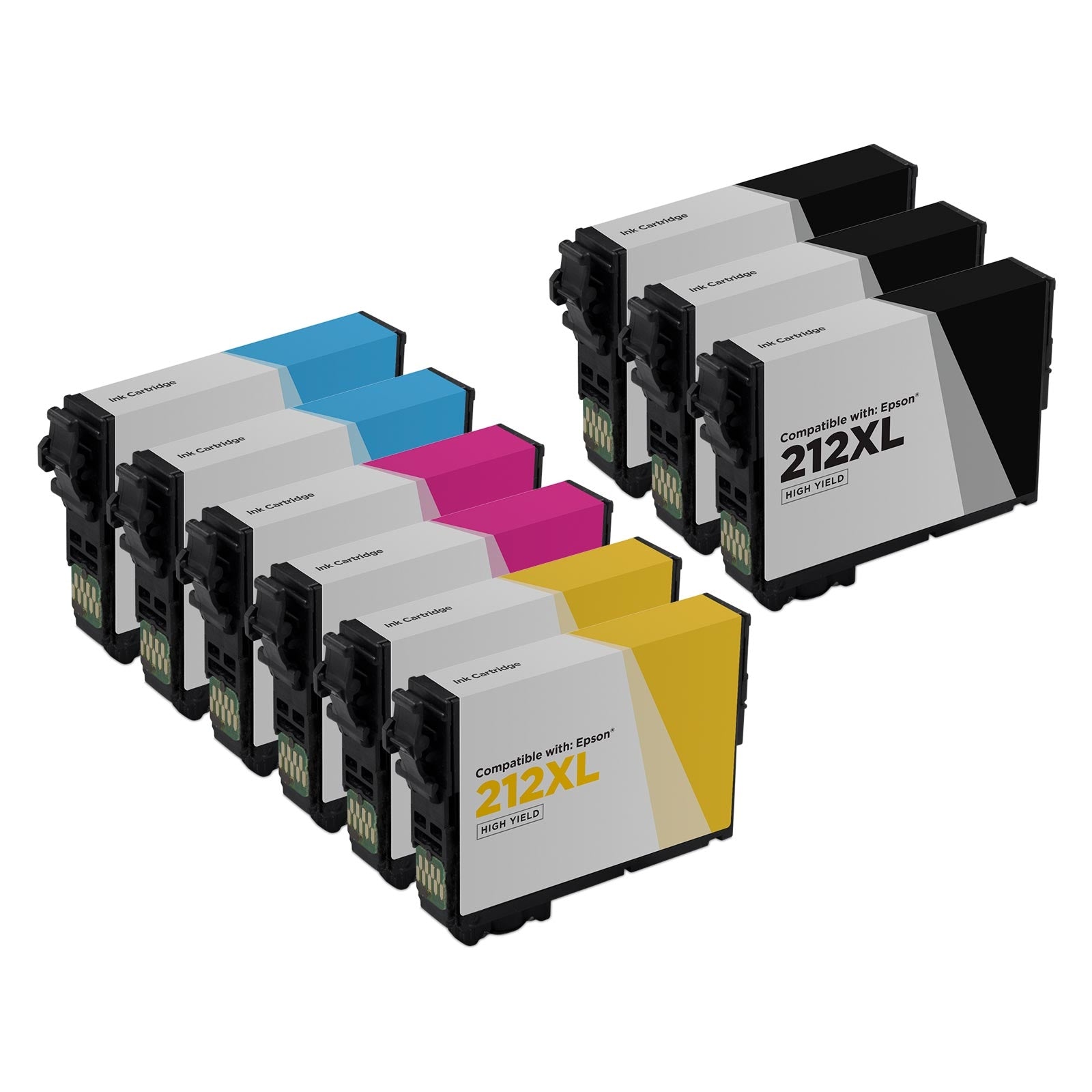 Set of 9 Remanufactured Epson T212XL High Yield Ink Cartridge (Black, Cyan, Magenta, Yellow)
