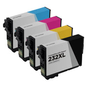 Set of 4 Remanufactured Epson 232XL Ink Cartridges (Black, Cyan, Magenta, Yellow)