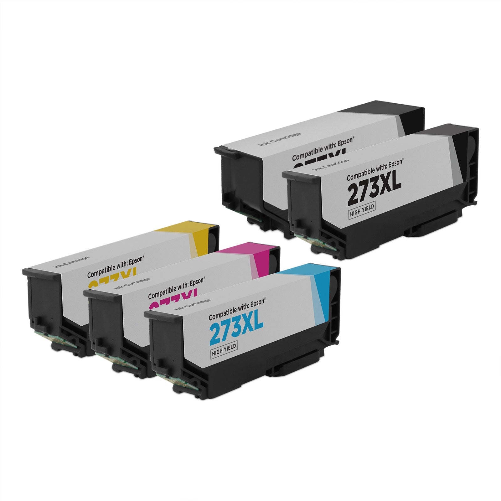 Set of 5 Remanufactured Epson T273XL High Yield Ink Cartridges (Black, Photo Black, Cyan, Magenta, Yellow)