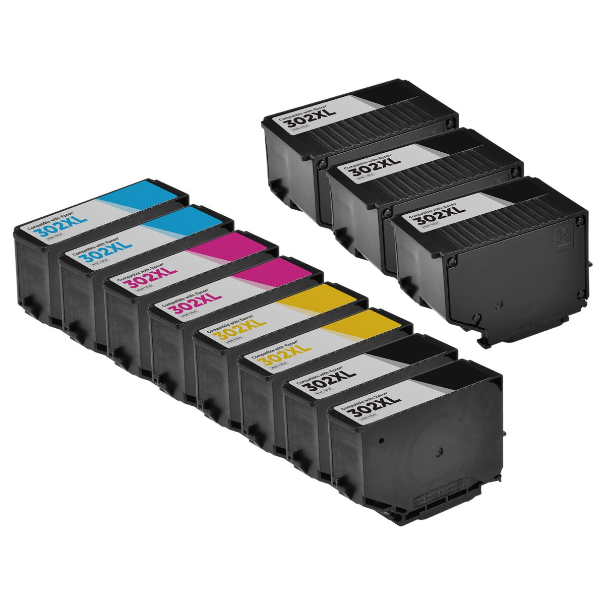 Set of 11 Remanufactured Epson T302XL High Yield Ink Cartridges (Multi Color)