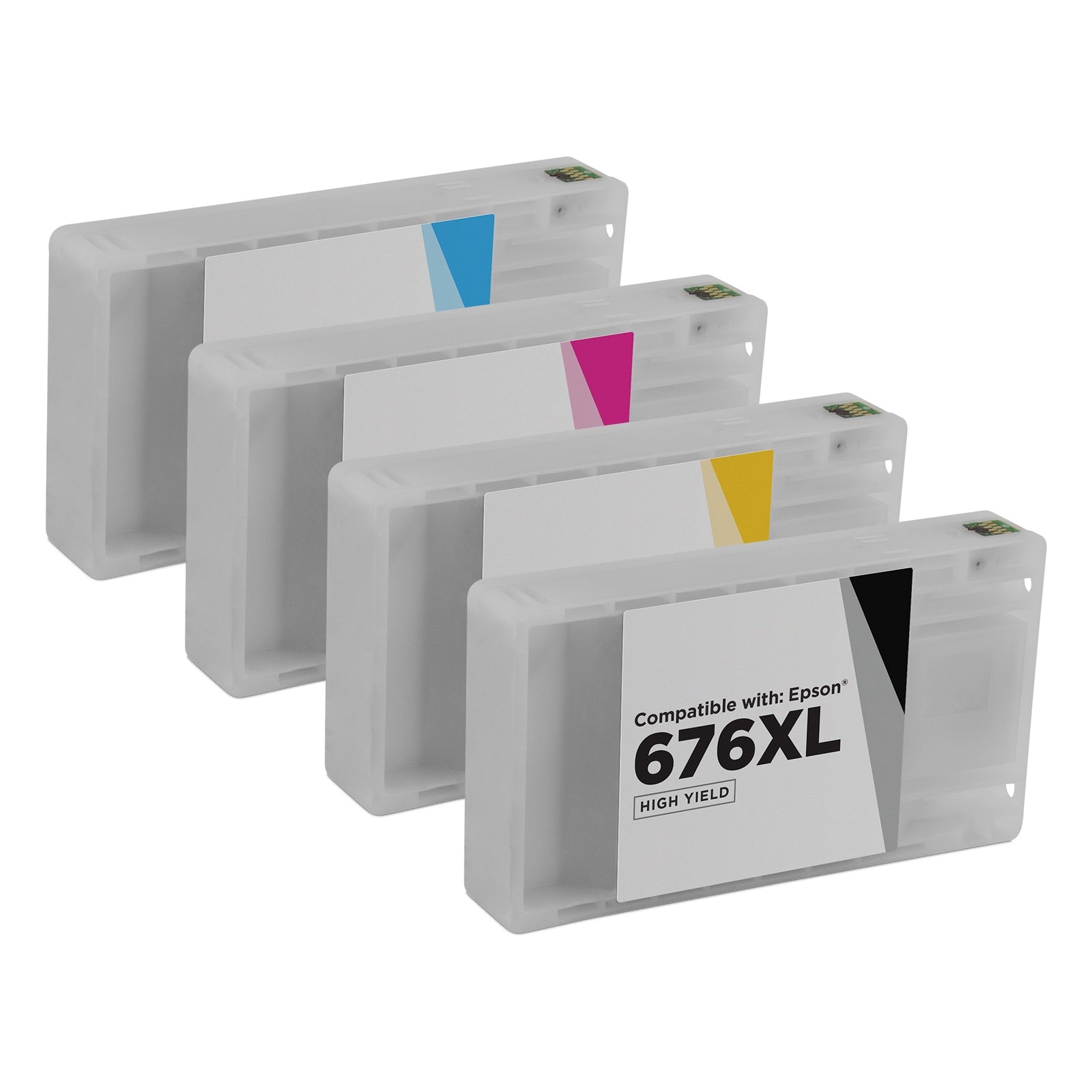 Set of 4 Remanufactured Epson T676XL High Yield Ink Cartridge (Black, Cyan, Magenta, Yellow)