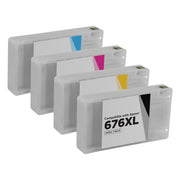 Set of 4 Remanufactured Epson T676XL High Yield Ink Cartridge (Black, Cyan, Magenta, Yellow)