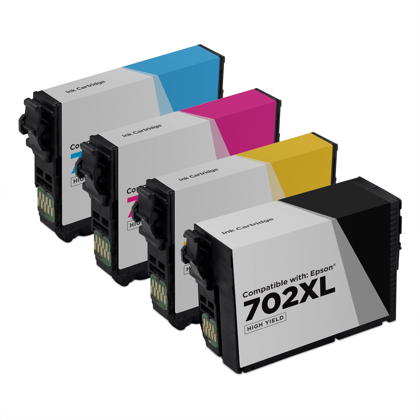 Set of 4 Compatible Epson 702XL Ink Cartridge (Black, Cyan, Magenta, Yellow)