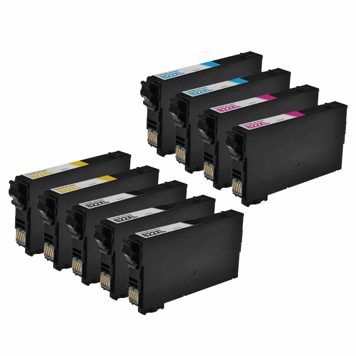 Set of 9 Remanufactured Epson 822XL High Yield Ink Cartridges (Multi Color)
