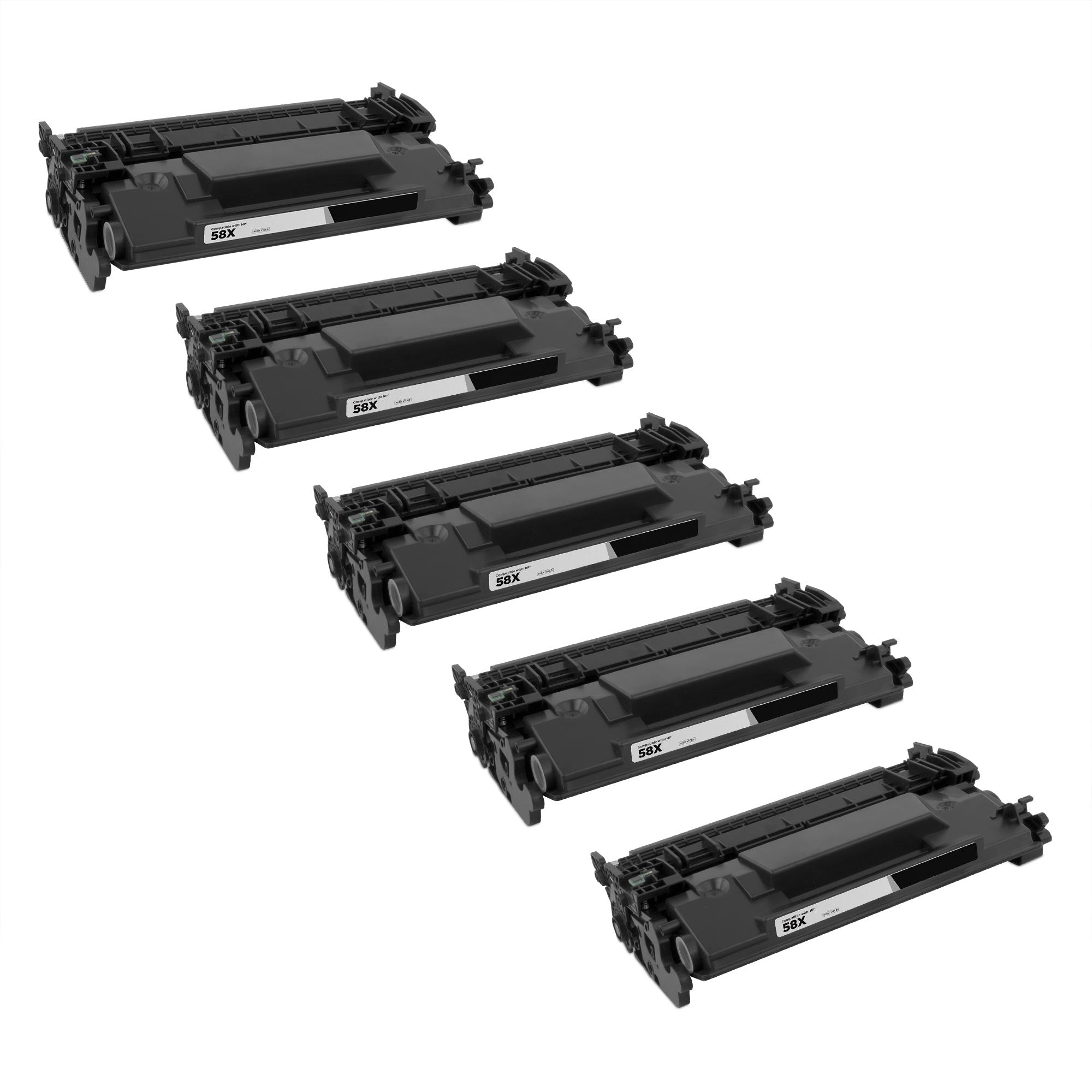 Set of 5 Compatible HP CF258X Black Toner Cartridges (10,000 Pages)