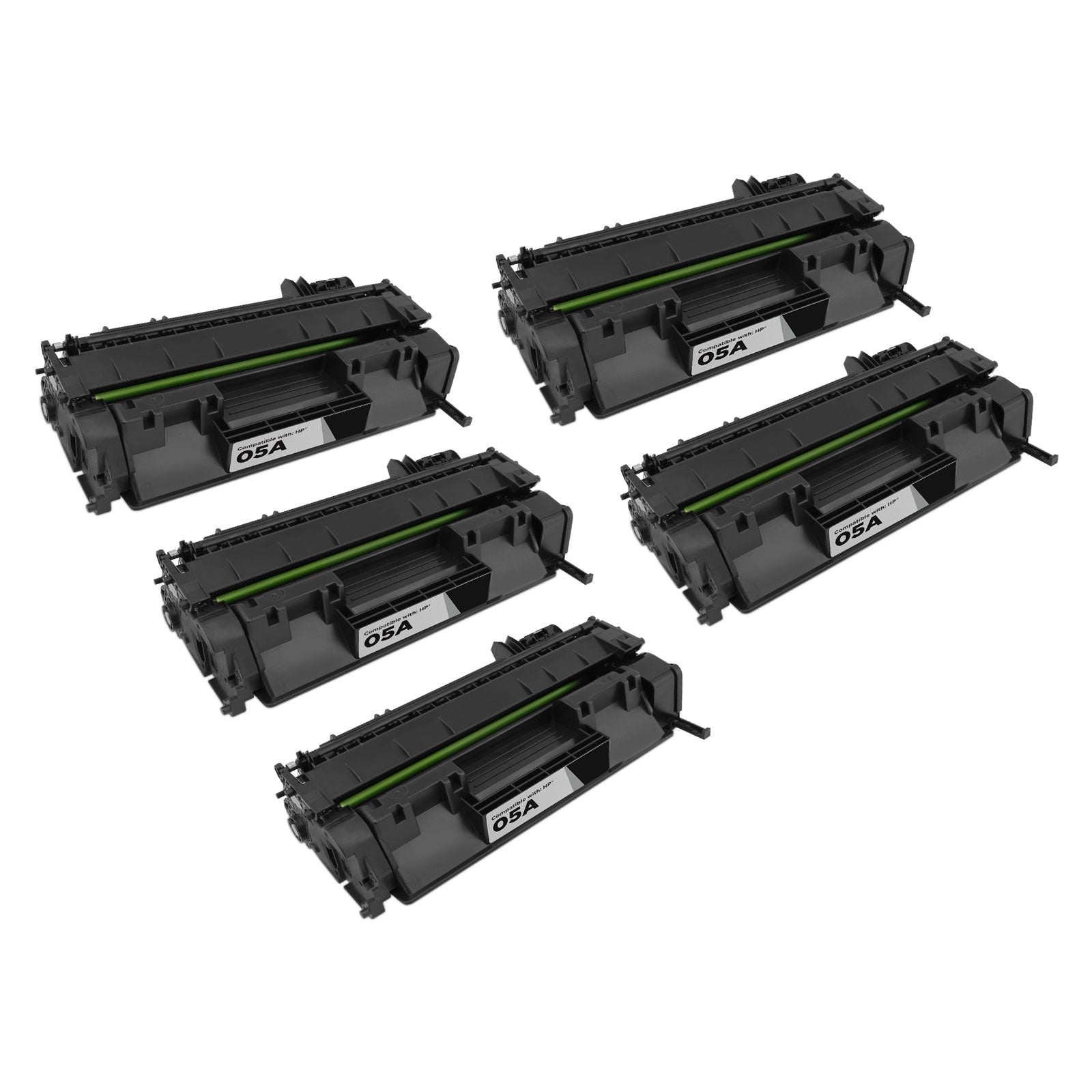 Set of 5 Compatible HP CE505A Black Toner Cartridges (11,500 Pages)