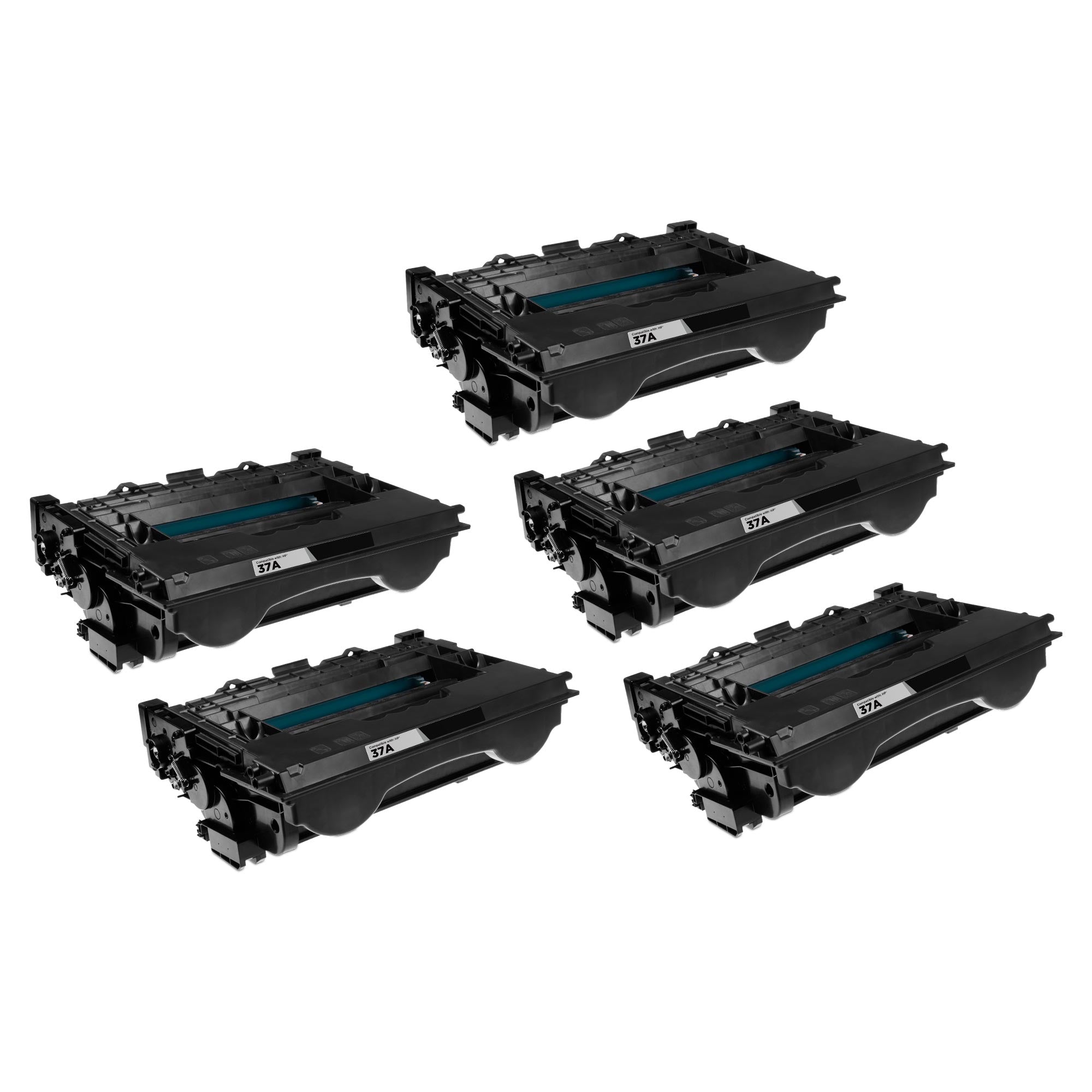 Set of 5 Compatible HP 37A Black Toner Cartridge (11,000 Pages)