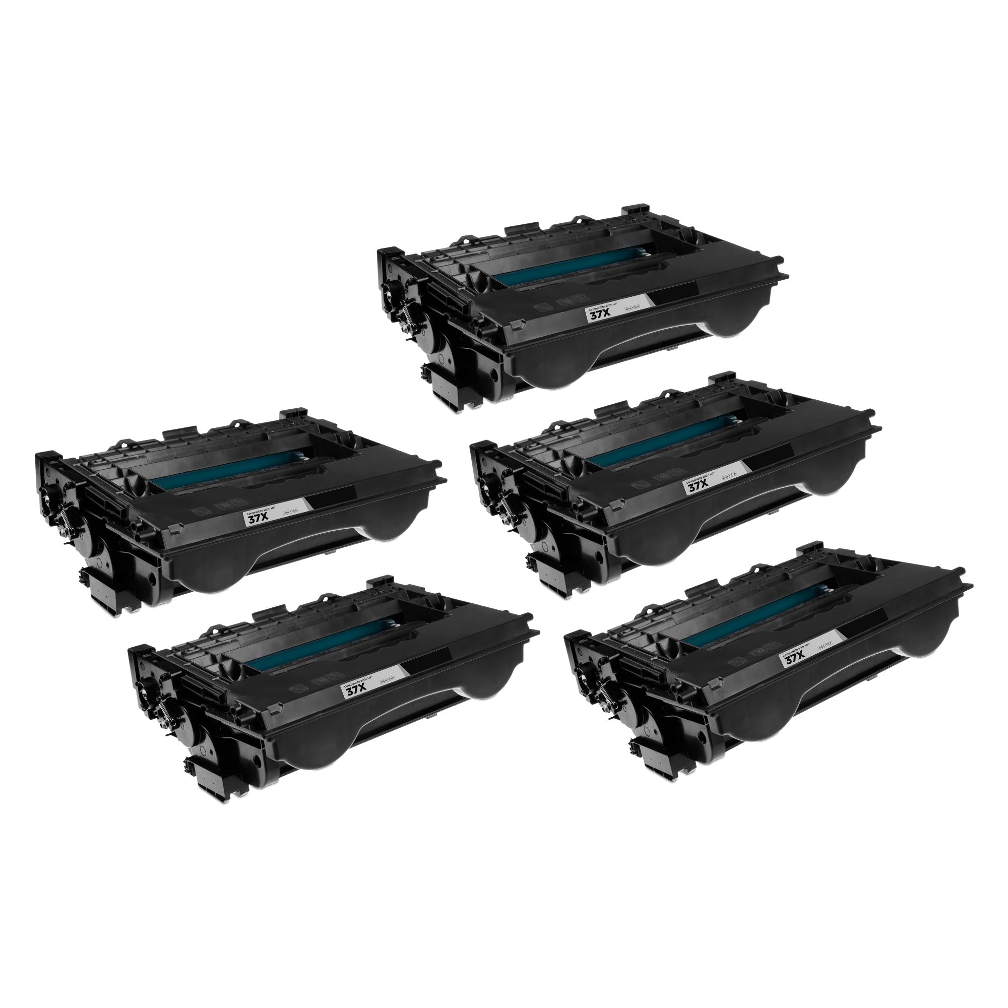 Set of 5 Compatible HP 37X Black Toner Cartridge