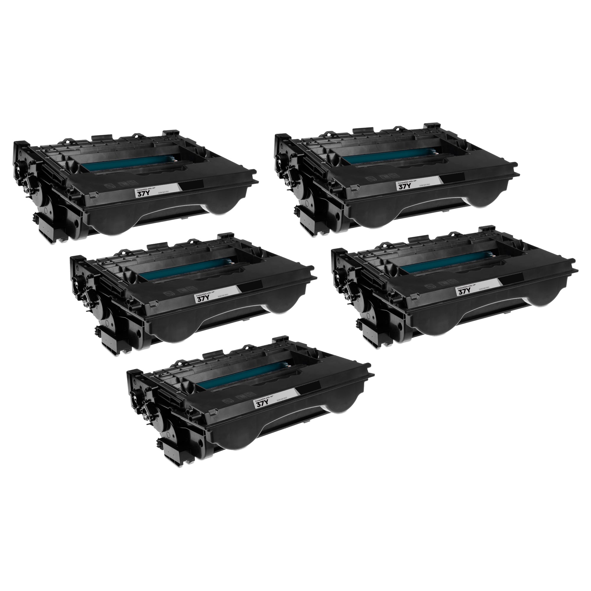 Set of 5 Compatible HP 37Y Black Toner Cartridge (41,000 Pages)