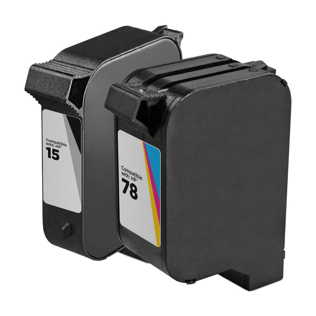 Set of 2 Remanufactured HP 15 & 78 Black Ink Cartridges