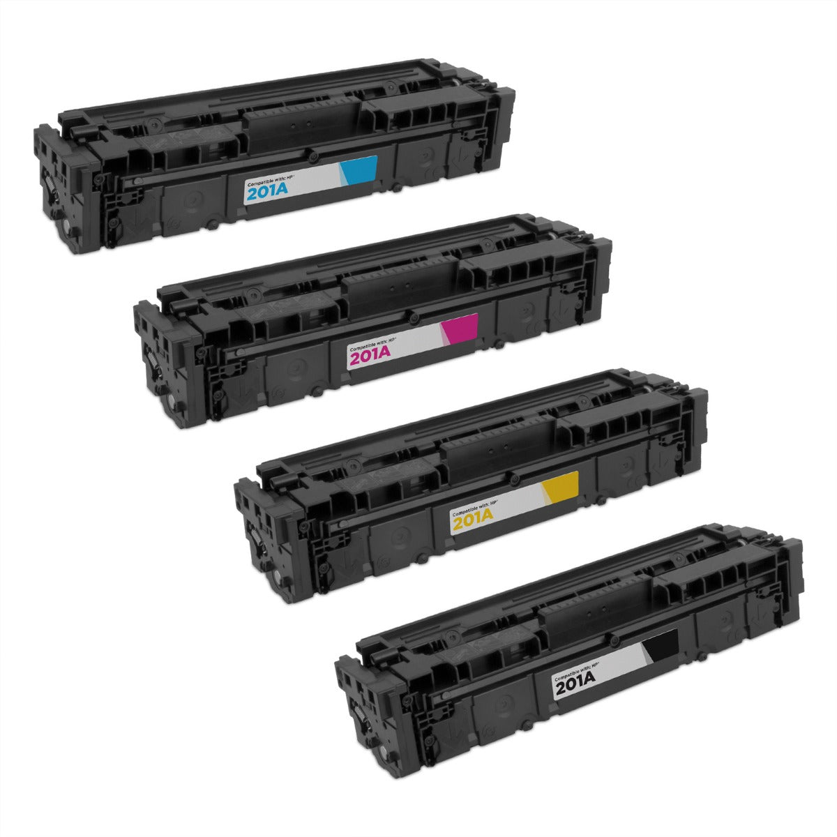 Set of 4 Compatible HP 201A Toner Cartridges (Black, Cyan, Magenta, Yellow)