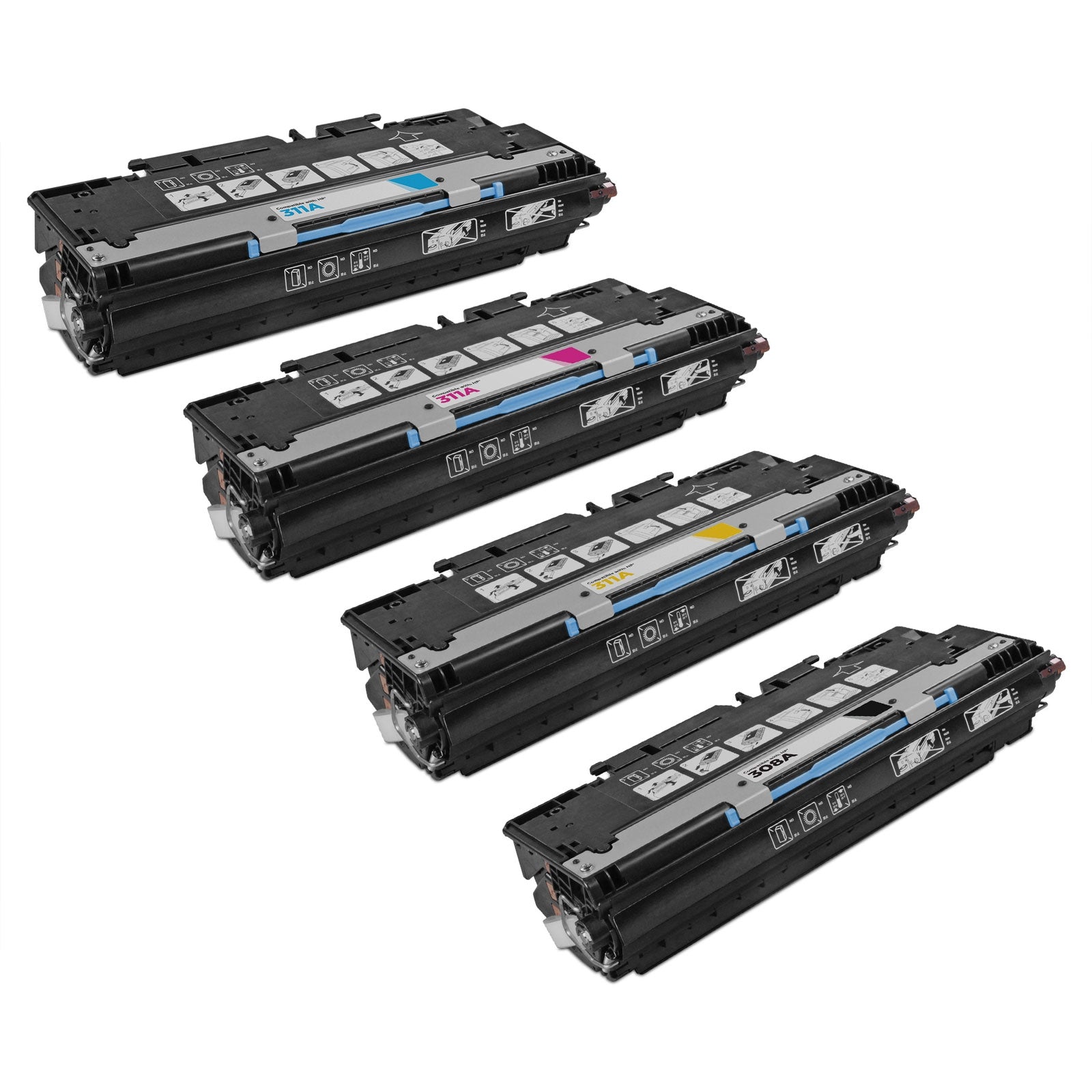 Set of 4 Remanufactured HP 311A Multi Toner Cartridges (12,000 Pages)