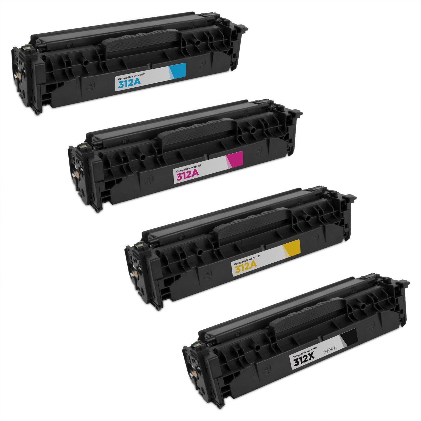 Set of 4 Remanufactured HP 312A Toner Cartridges (Black, Cyan, Magenta, Yellow)