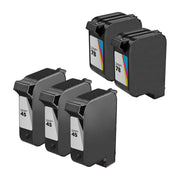 Set of 5 Remanufactured HP 45 & 78 Ink Cartridges (3 Black, 2 Color)