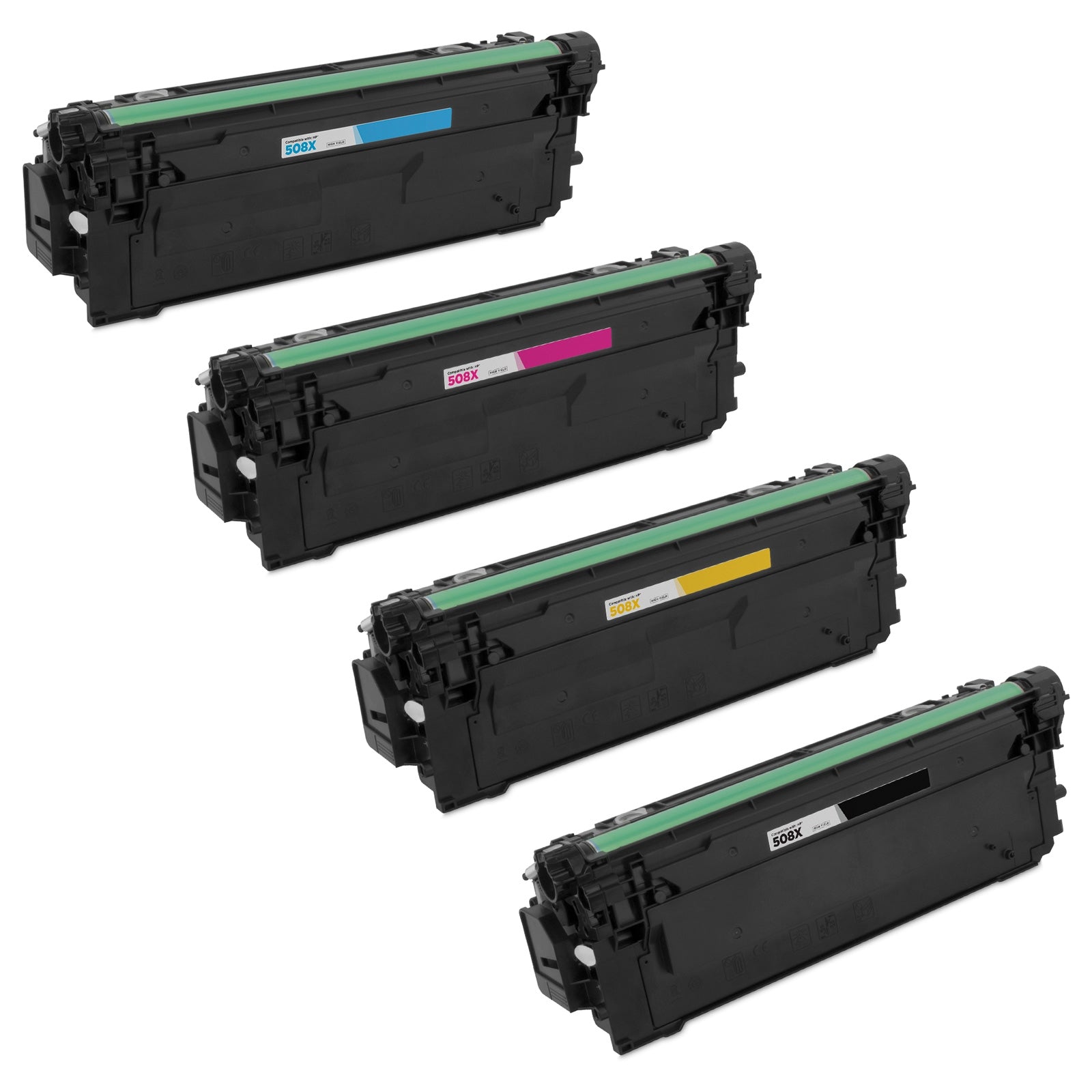 Set of 4 Compatible HP 508X High Yield Toner Cartridges (Black, Cyan, Magenta, Yellow)