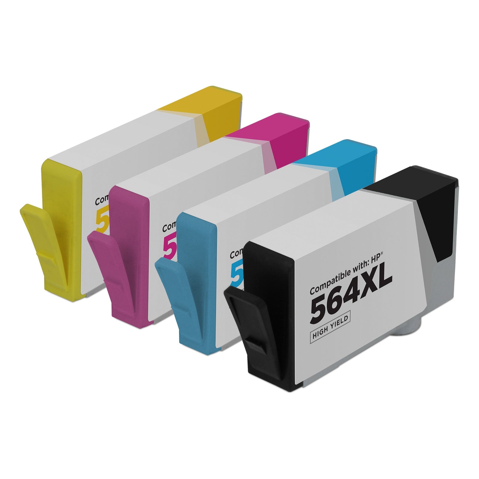 Set of 4 Compatible HP 564XL High Yield Ink Cartridges (Black, Cyan, Magenta, Yellow)