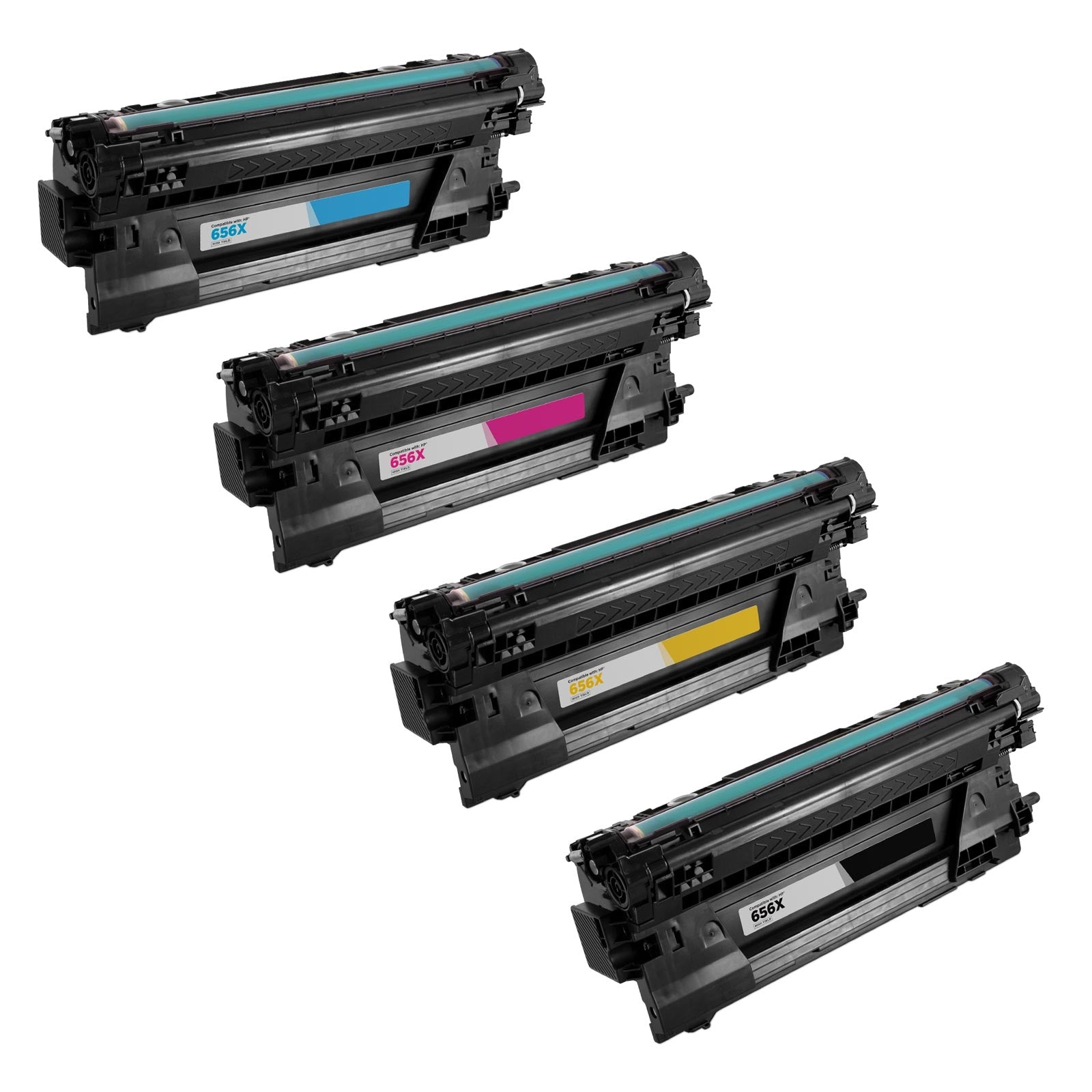 Set of 4 Compatible HP 656X High Yield Toner Cartridges (Black, Cyan, Magenta, Yellow)