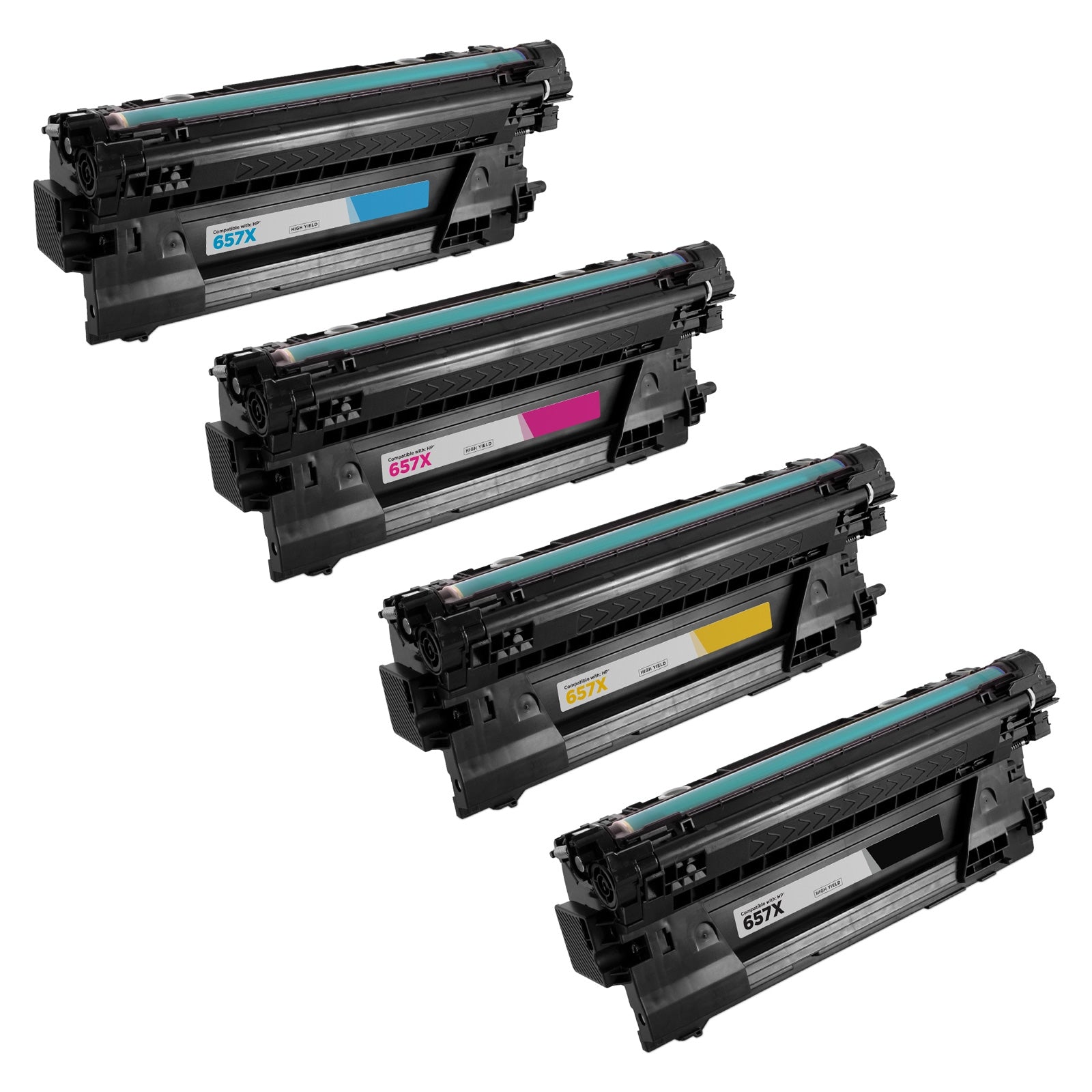 Set of 4 Compatible HP 657X High Yield Toner Cartridges (Multi Color)