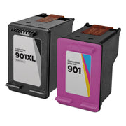 Set of 2 Remanufactured HP 901XL High Yield Black & Color Ink Cartridges