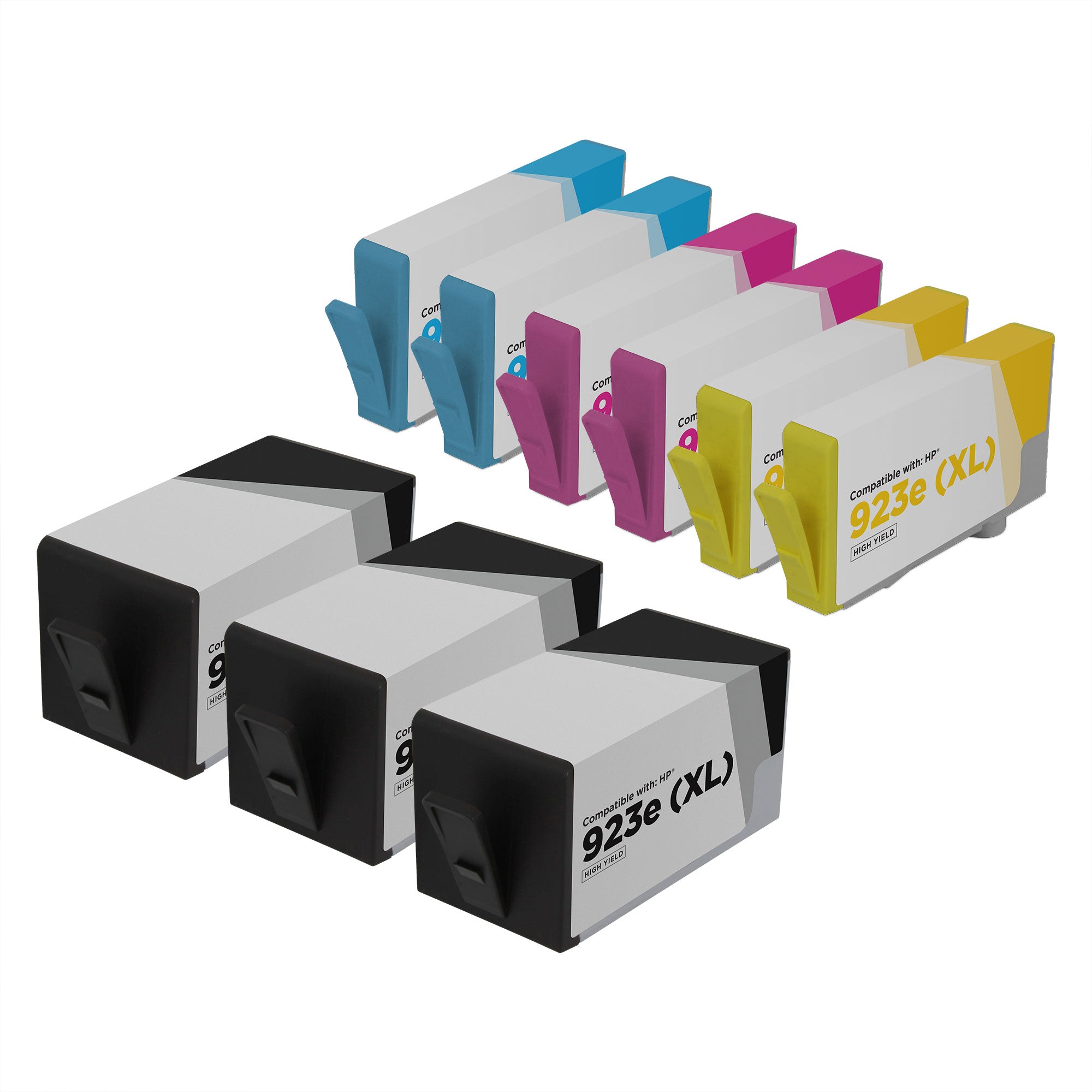 Set of 9 Remanufactured HP 923e High Yield Ink Cartridge (Black, Cyan, Magenta, Yellow)