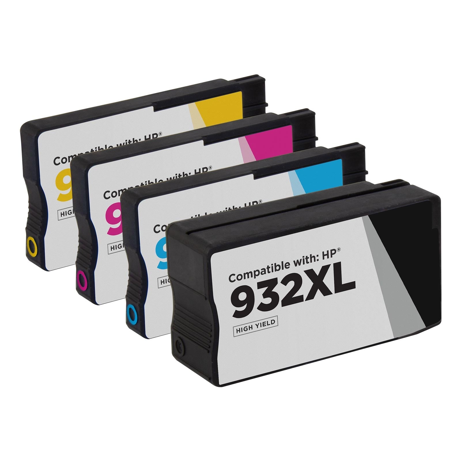 Set of 4 Compatible HP 932XL High Yield Ink Cartridges (Multi-Color)