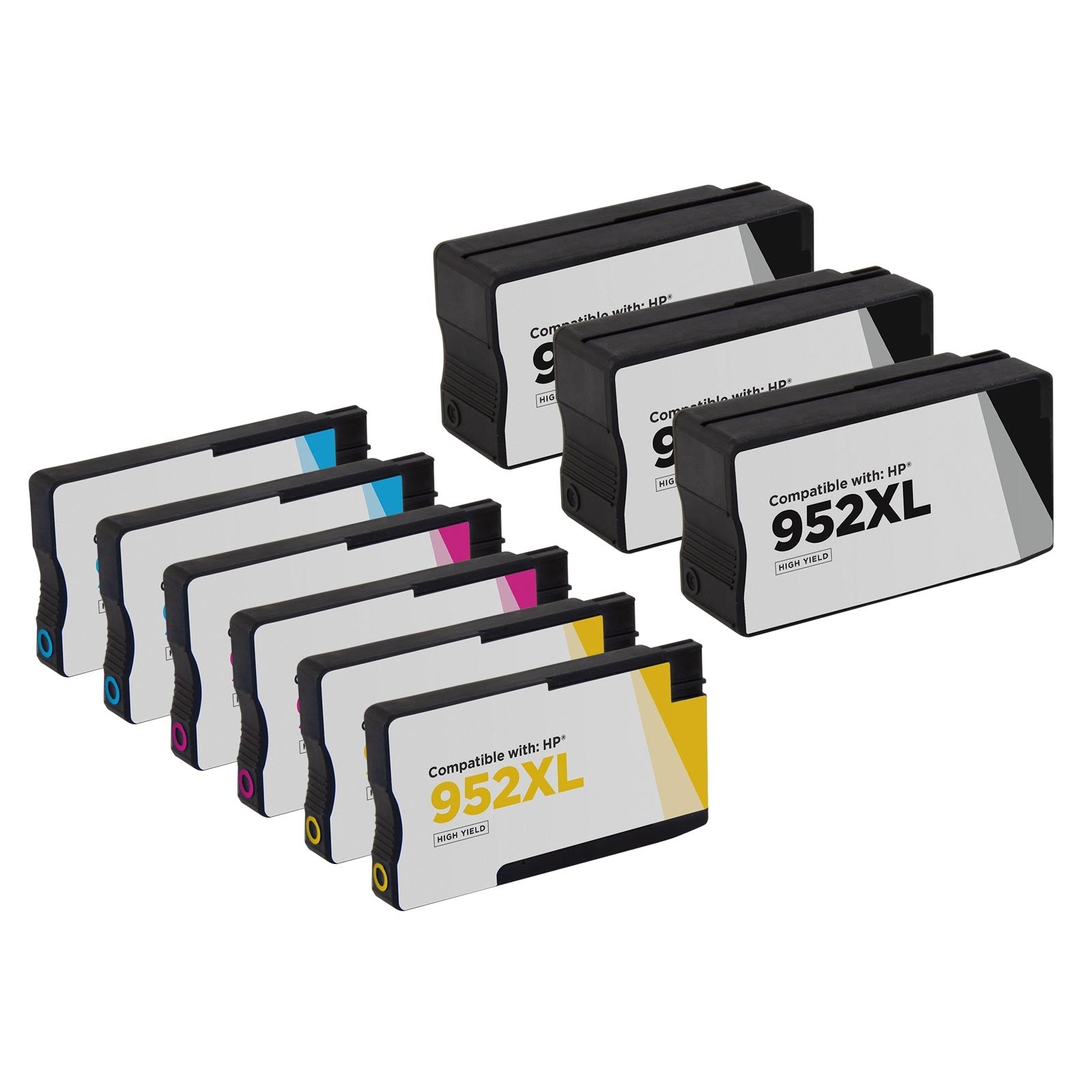 Set of 9 Compatible HP 952XL High Yield Inkjet Cartridges (Multi Color)