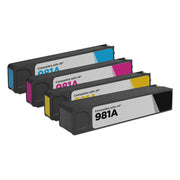 Set of 4 Remanufactured HP 981A Standard Yield Ink Cartridges (Black, Cyan, Magenta, Yellow)