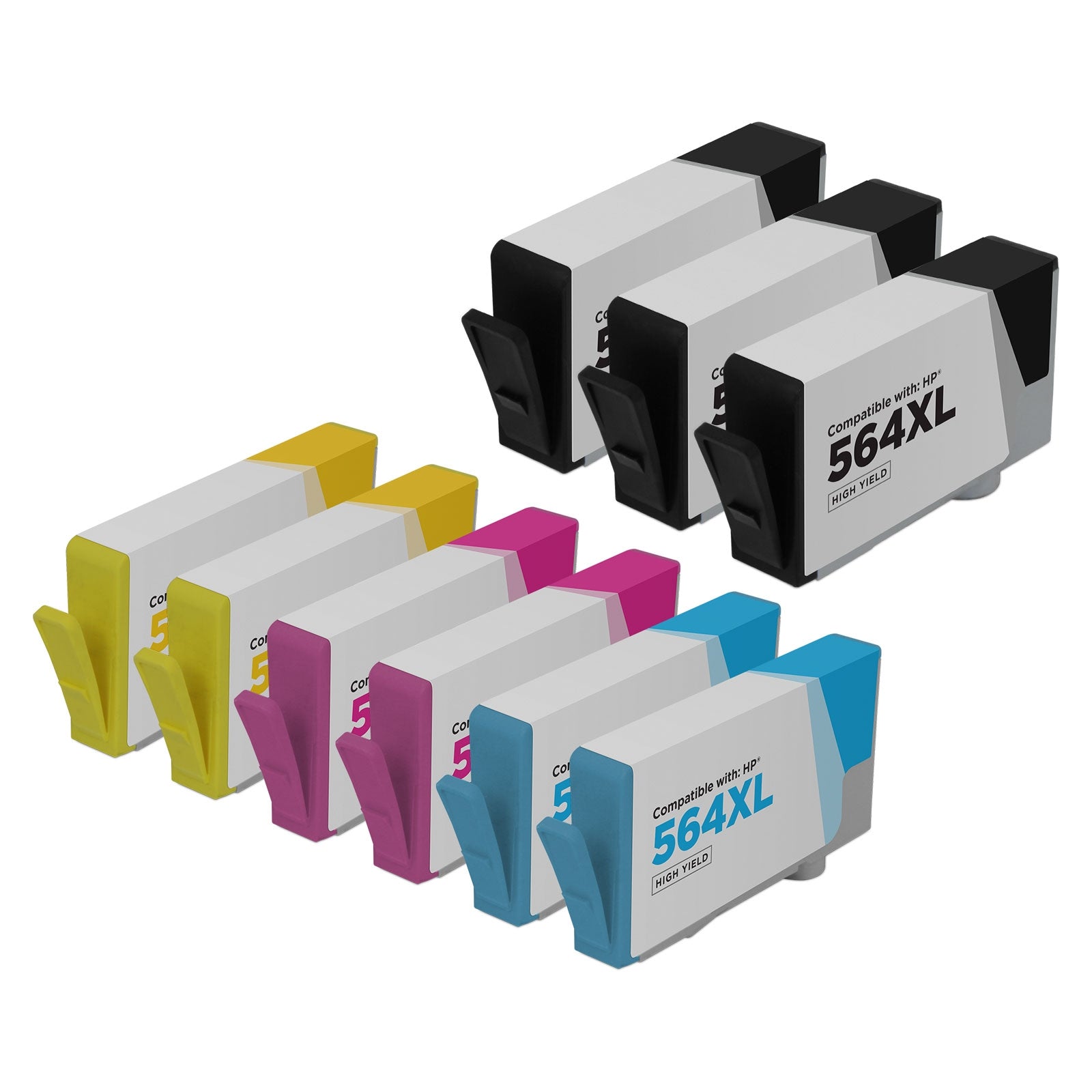 Set of 9 Remanufactured HP 564XL Multi Ink Cartridge (3BK, 2C, 2M, 2Y) (3,150 Pages)