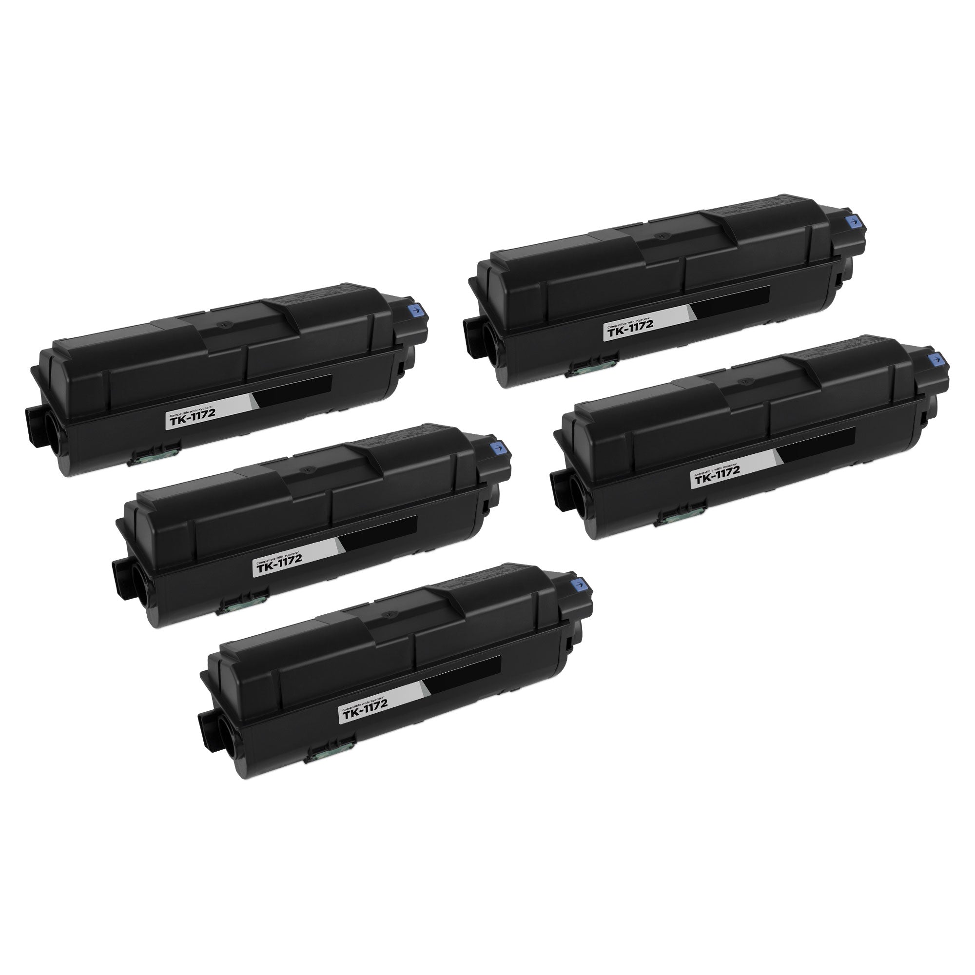 Set of 5 Compatible Kyocera-Mita TK-1172 Black Toner Cartridges (7,200 Pages)