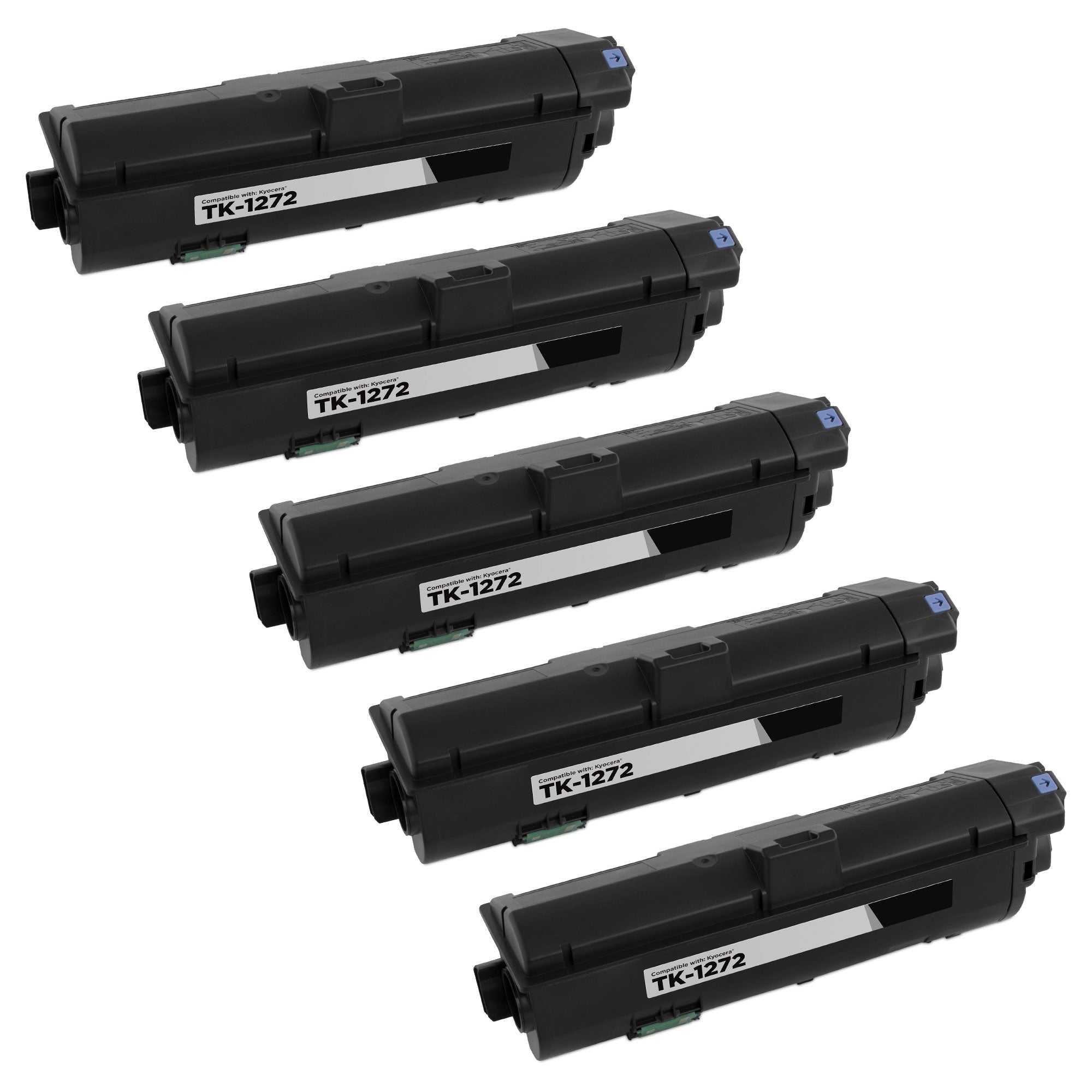 Set of 5 Compatible Kyocera TK-1272 Black Toner Cartridges (10,000 Pages)