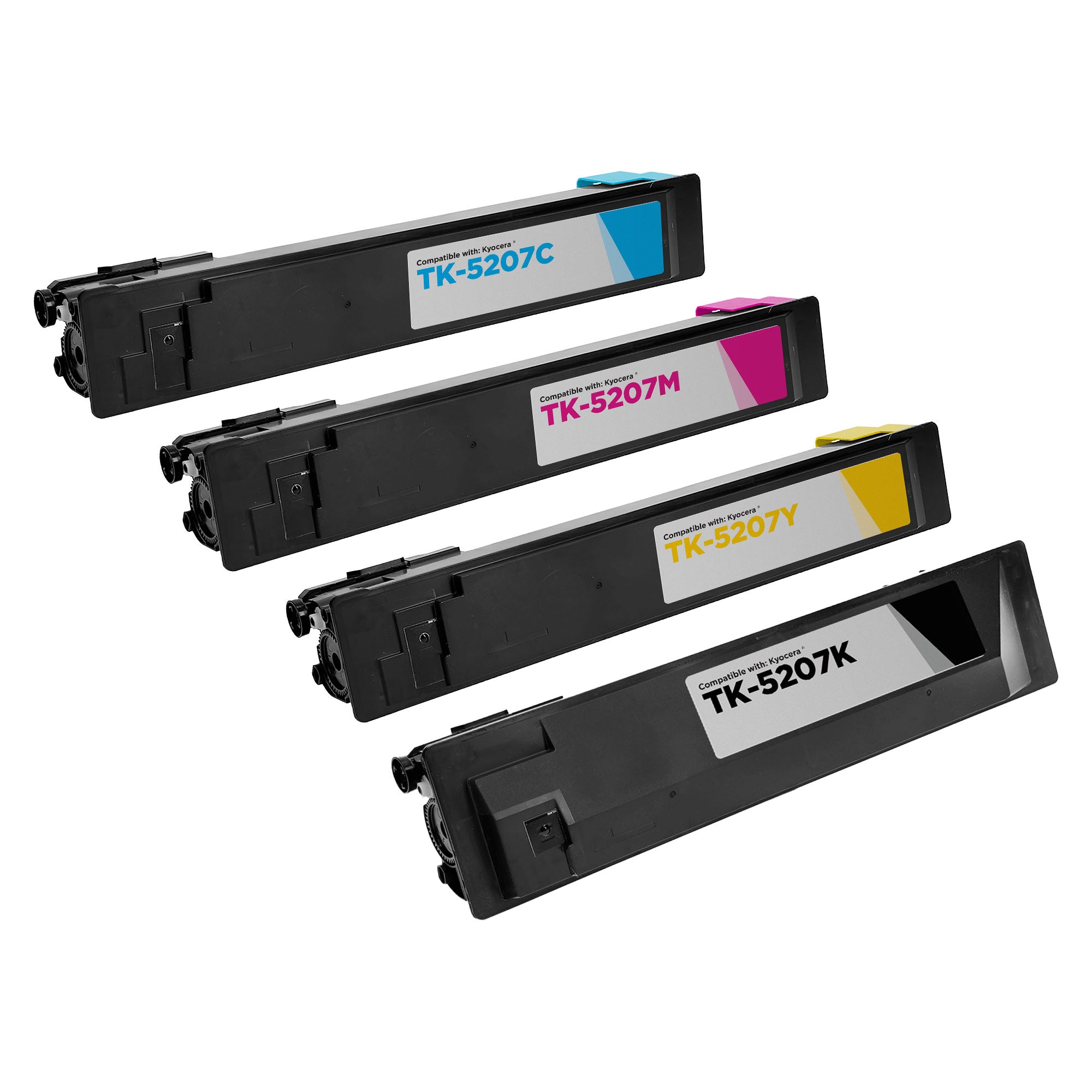 Set of 4 Compatible Kyocera Mita TK-5207 Toner Cartridges (Black, Cyan, Magenta, Yellow)