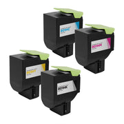 Set of 4 Compatible Lexmark 80C1H High Yield Toner Cartridges (Black, Cyan, Magenta, Yellow)