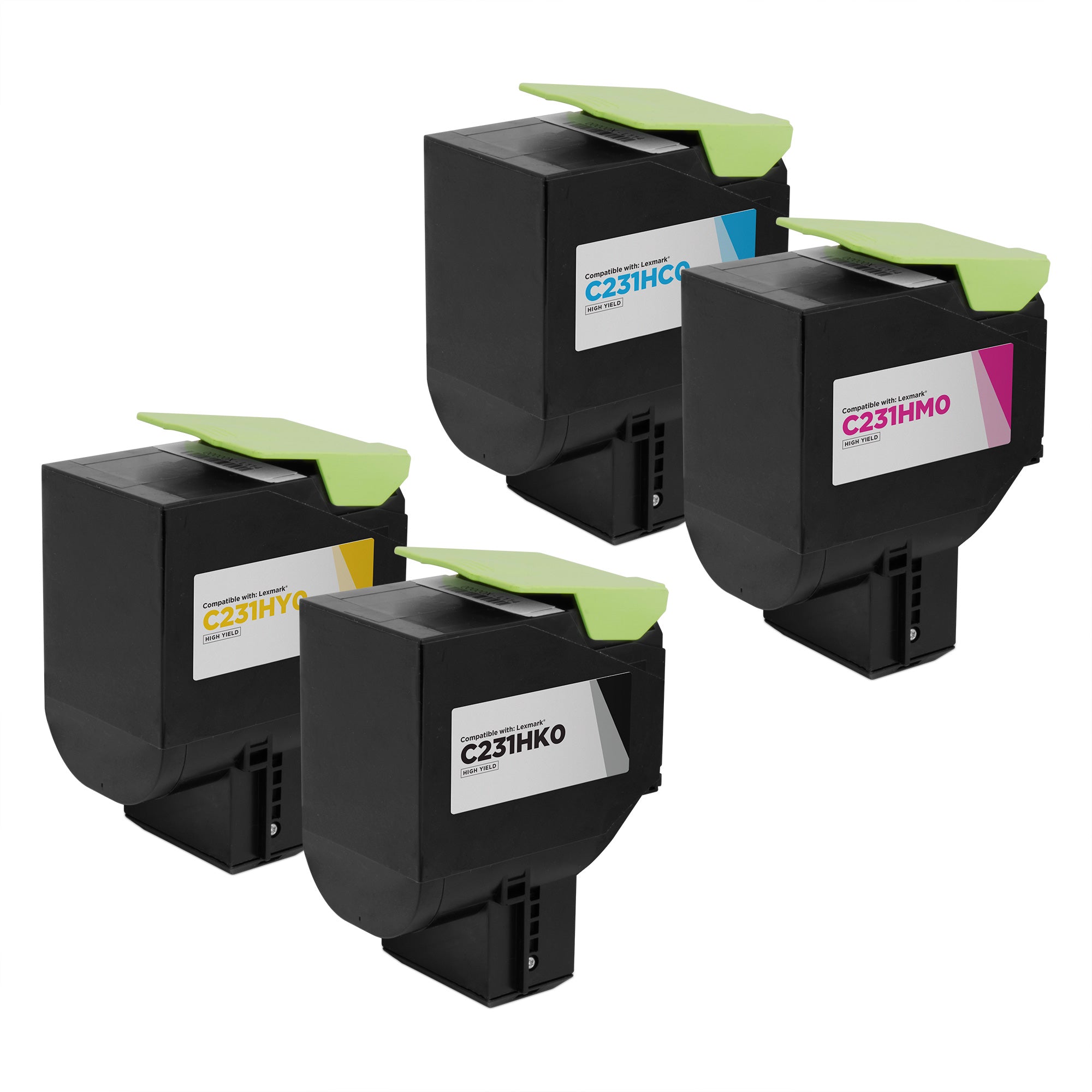 Set of 4 Remanufactured Lexmark C231H Toner Cartridges (Black, Cyan, Magenta, Yellow)