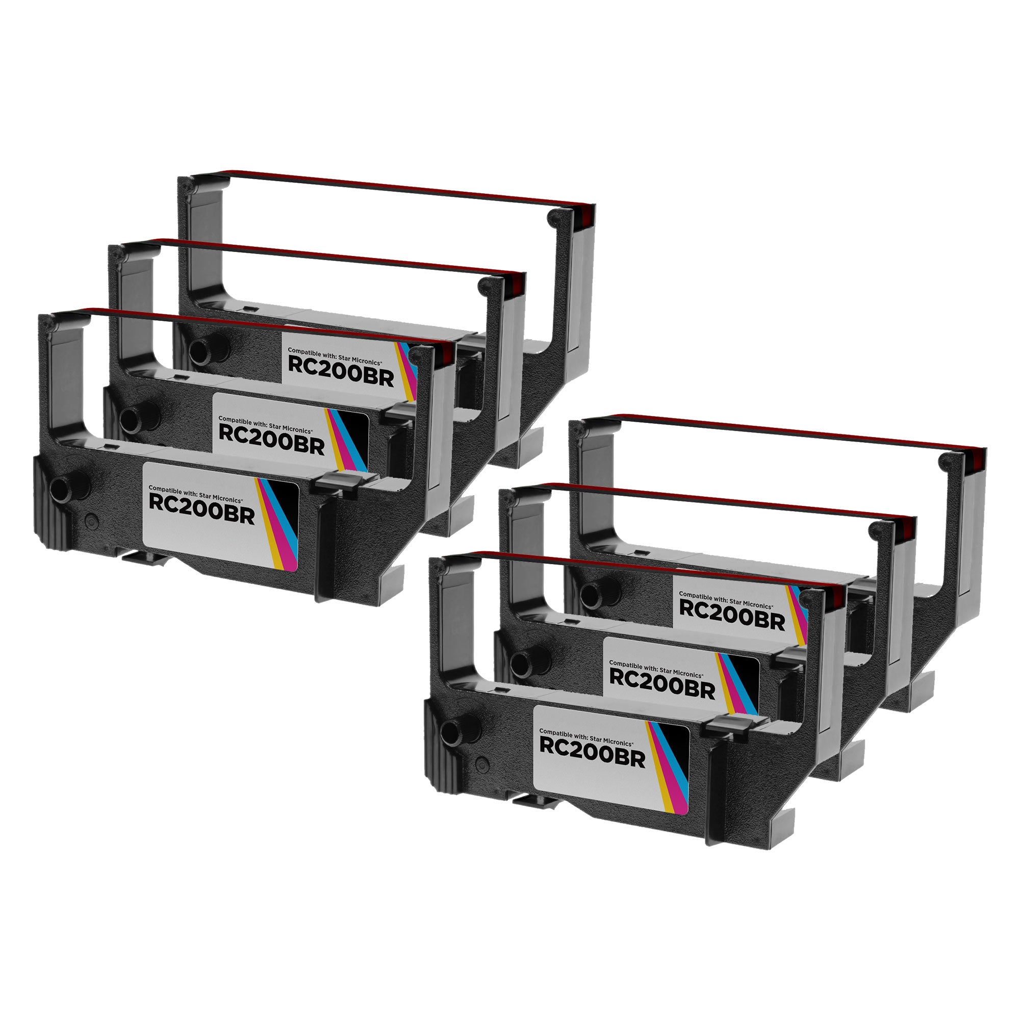 Compatible Star Micronics RC200BR Black and Red POS Ribbon Cartridges - 6 Pack